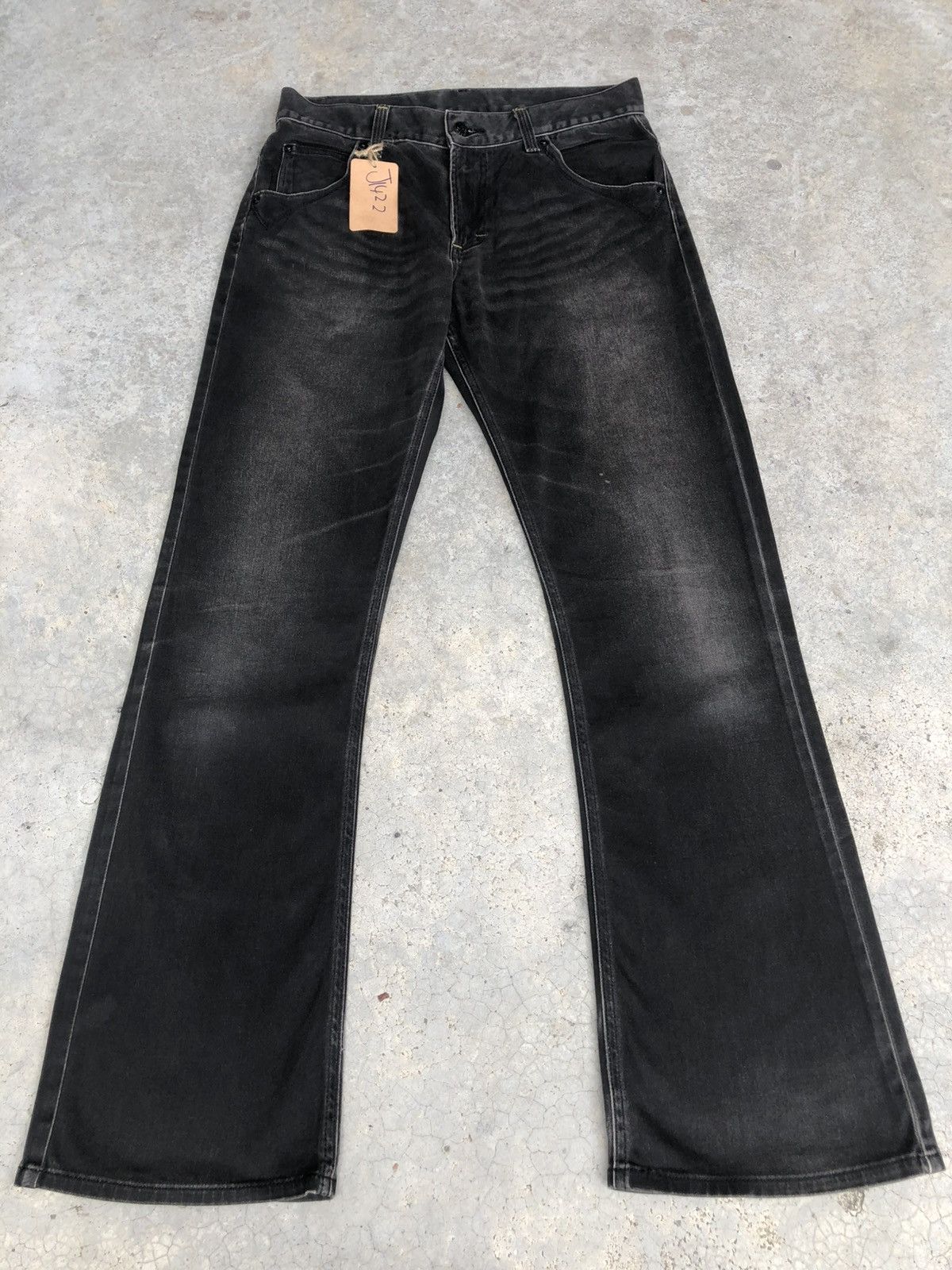 If Six Was Nine Japanese Lee Flared Jeans Distressed Suede Size US 31 - 2 Thumbnail