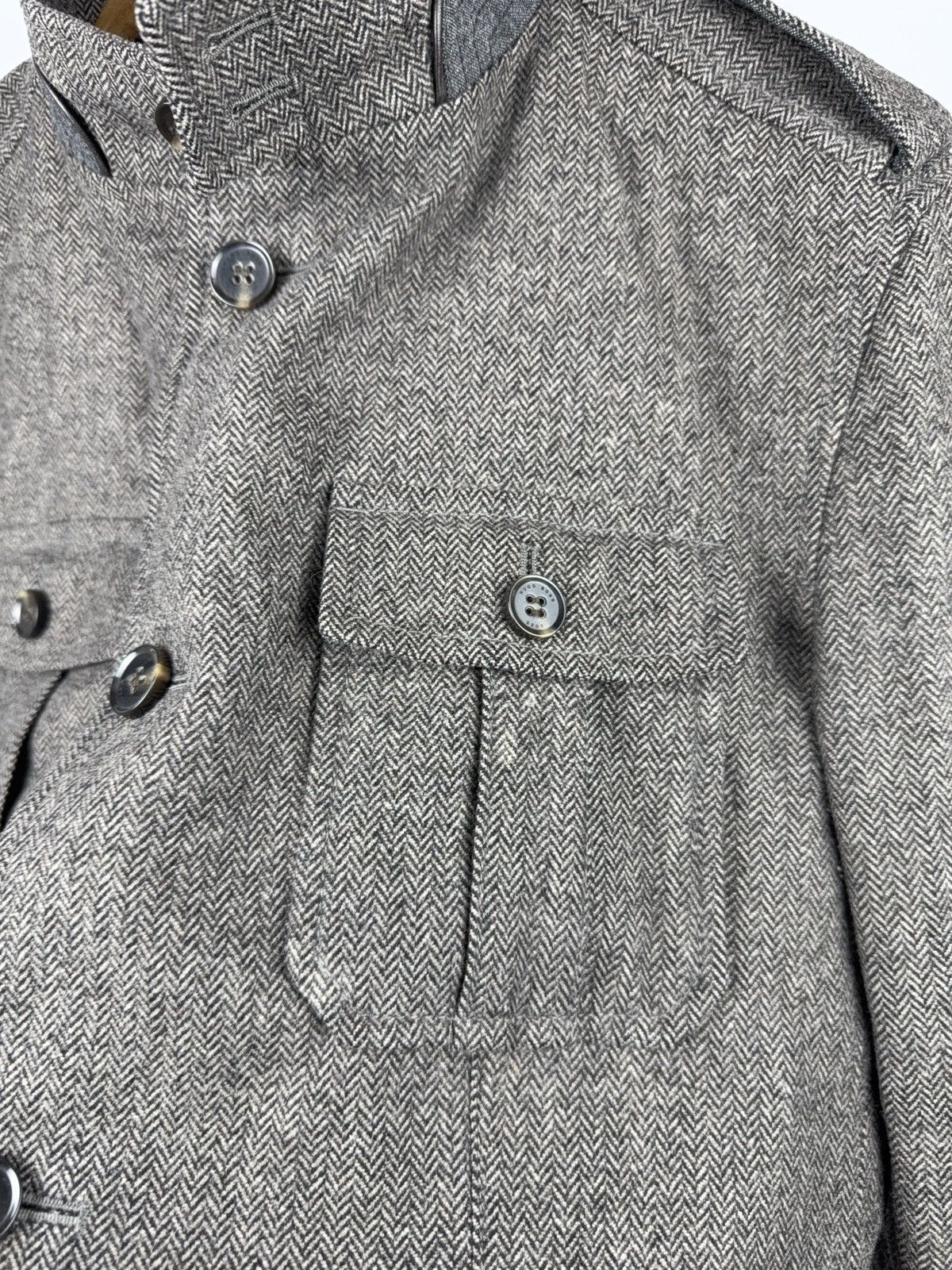 Hugo Boss Luxury 00s Hugo Boss Herringbone Field Jacket Grey Wool Size US L / EU 52-54 / 3 - 6 Thumbnail
