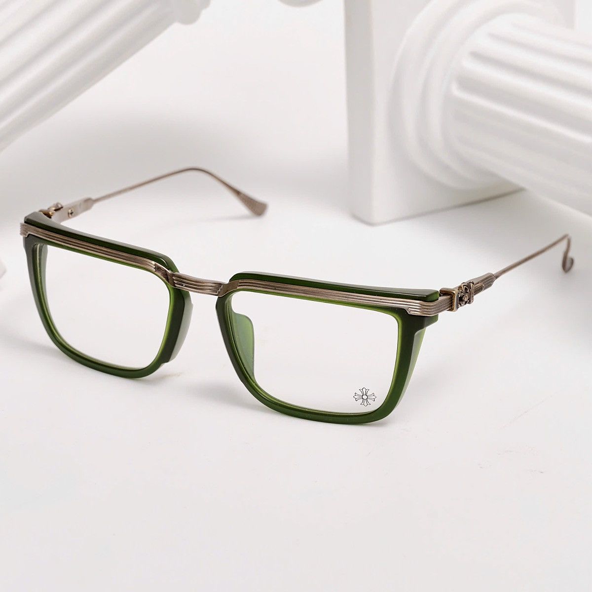 Chrome Hearts CHROME HEARTS TRYDIXAGAIN MATTE DARK OLIVE /ANTIQUE SILVER GLASSES Size ONE SIZE - 2 Thumbnail