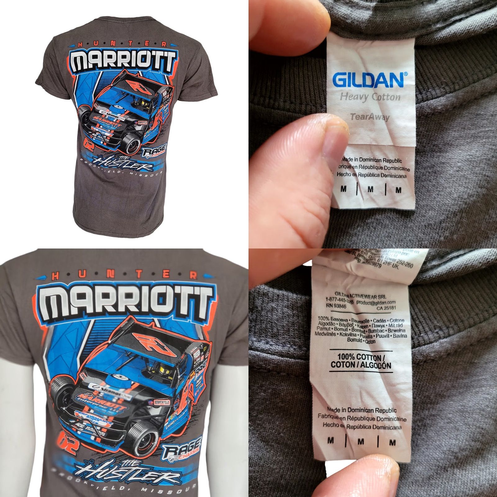Gildan Hunter Marriott Racing T-Shirt | Men's Medium | Gildan 100% Cotton | Graphic Mot Racing Decade 90s Golf? Size US M / EU 48-50 / 2 - 8 Thumbnail