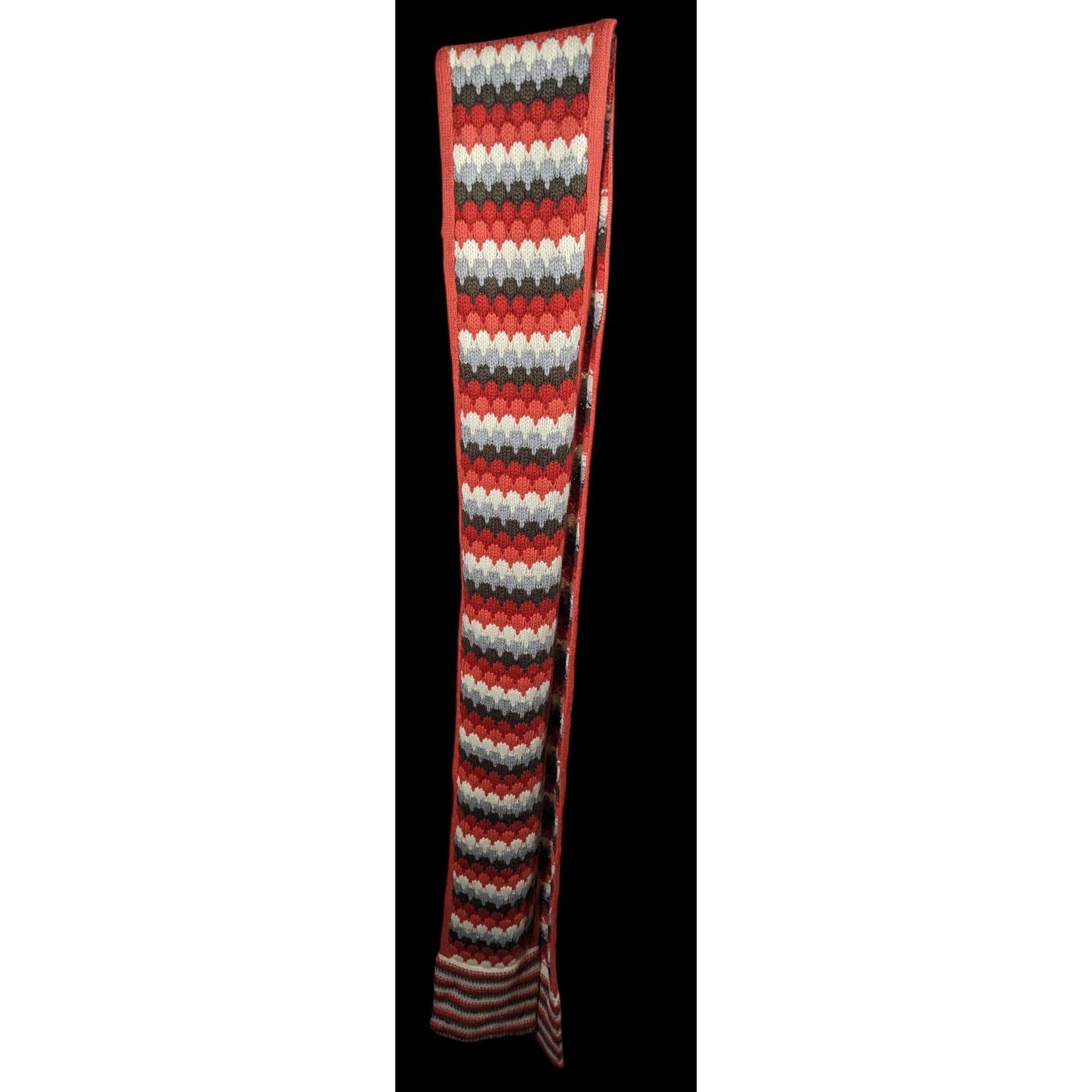 Other Retro Nostalgic Red Orange And Grey Striped Fish Scale Scarf Size ONE SIZE - 3 Thumbnail