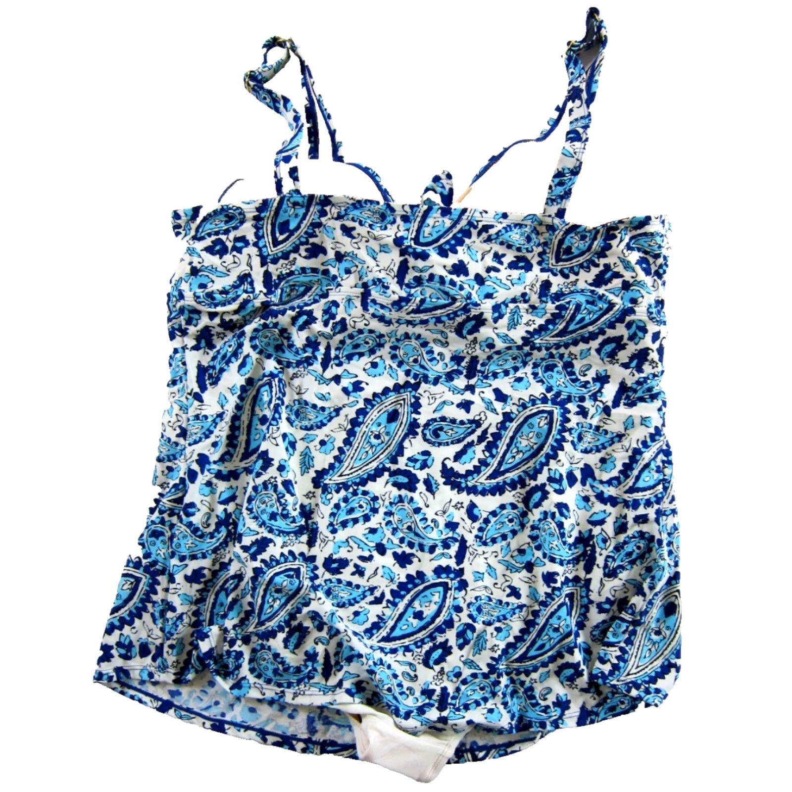 Vintage NWT Alisha Levine Blue White Floral Slimming Modest One Piece Swimsuit Dress 22 Size 3XL / US 20-22 - 2 Thumbnail