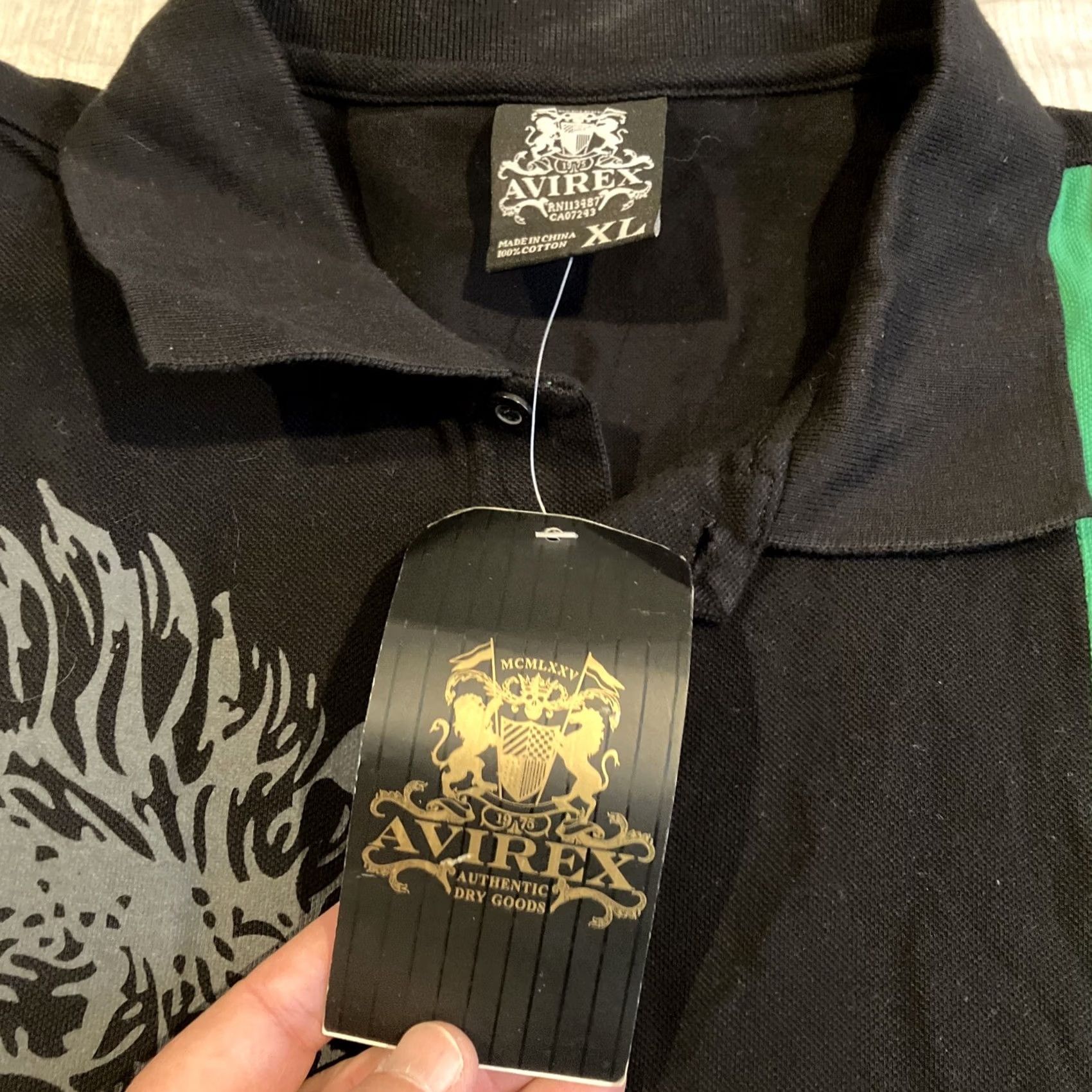 Avirex VINTAGE Avirex Polo XL Black Lion Print Embroidered Short Sleeve NWT Men Size US XL / EU 56 / 4 - 5 Thumbnail