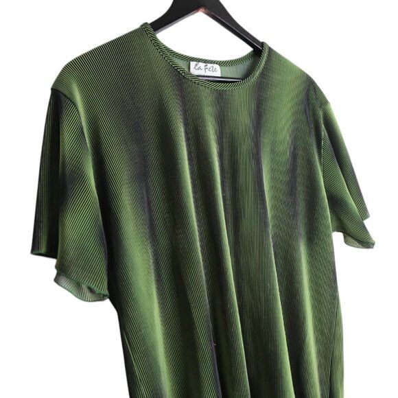 Vintage Vintage La Fete Short Sleeve Sage Green Metallic Shirt Size L / US 10 / IT 46 - 2 Thumbnail
