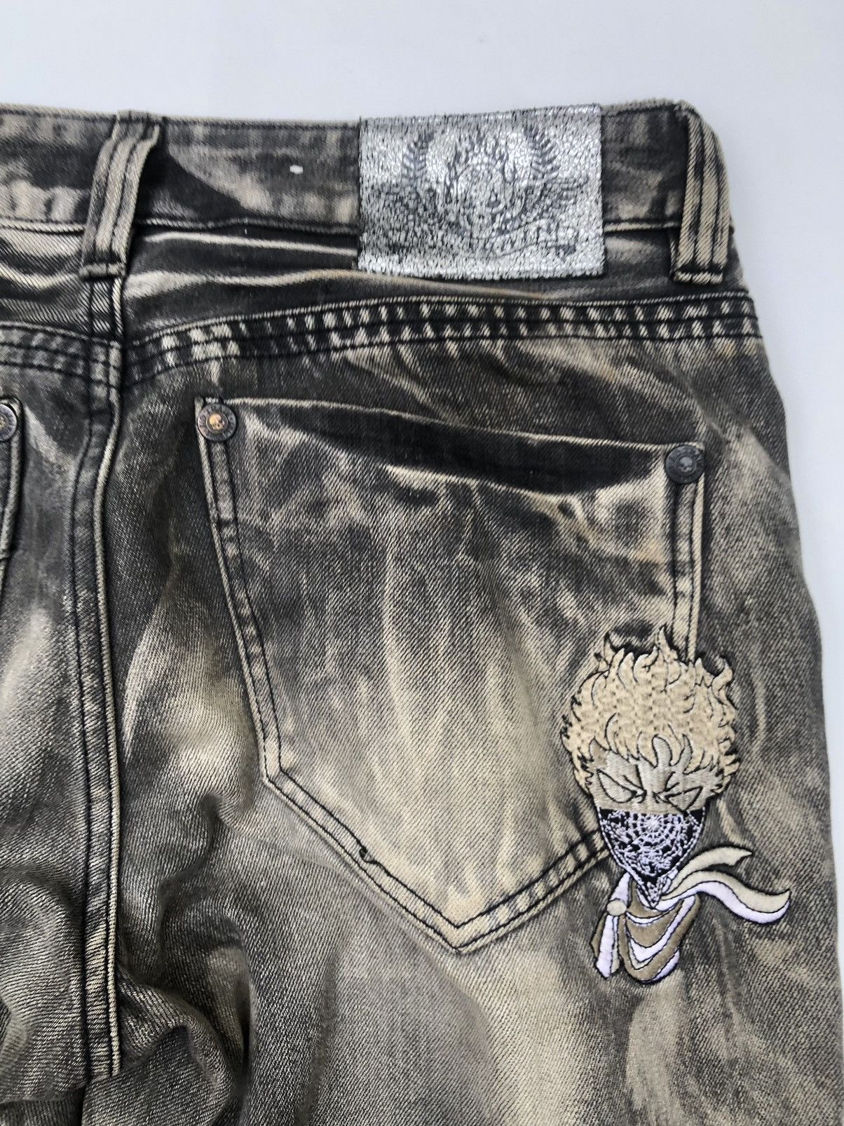 If Six Was Nine Jeans Takahashi Big Train biker Bleach Acid Wash Denim Size US 32 / EU 48 - 9 Thumbnail