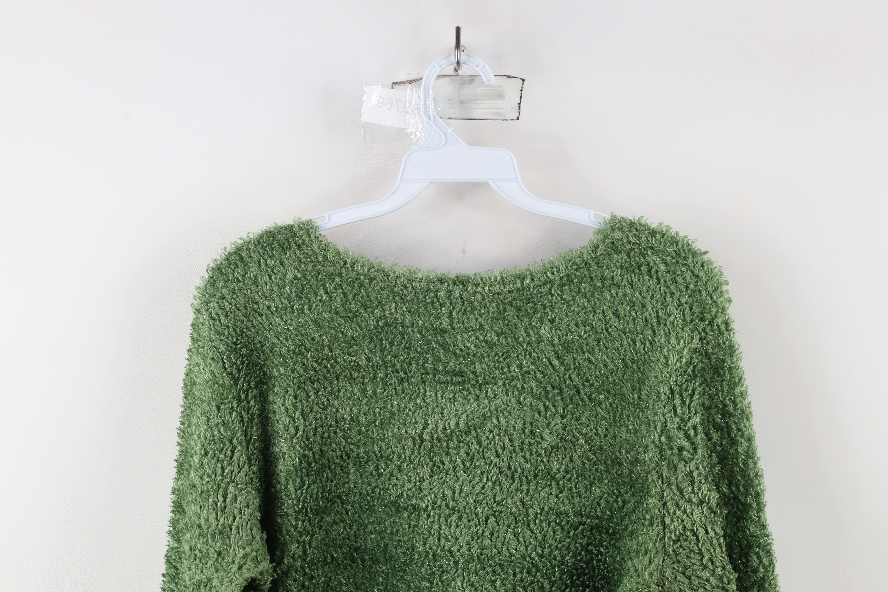 Vintage Vintage 90s Y2K Streetwear Babydoll Fuzzy Shag Sweater Green Size L / US 10 / IT 46 - 8 Thumbnail