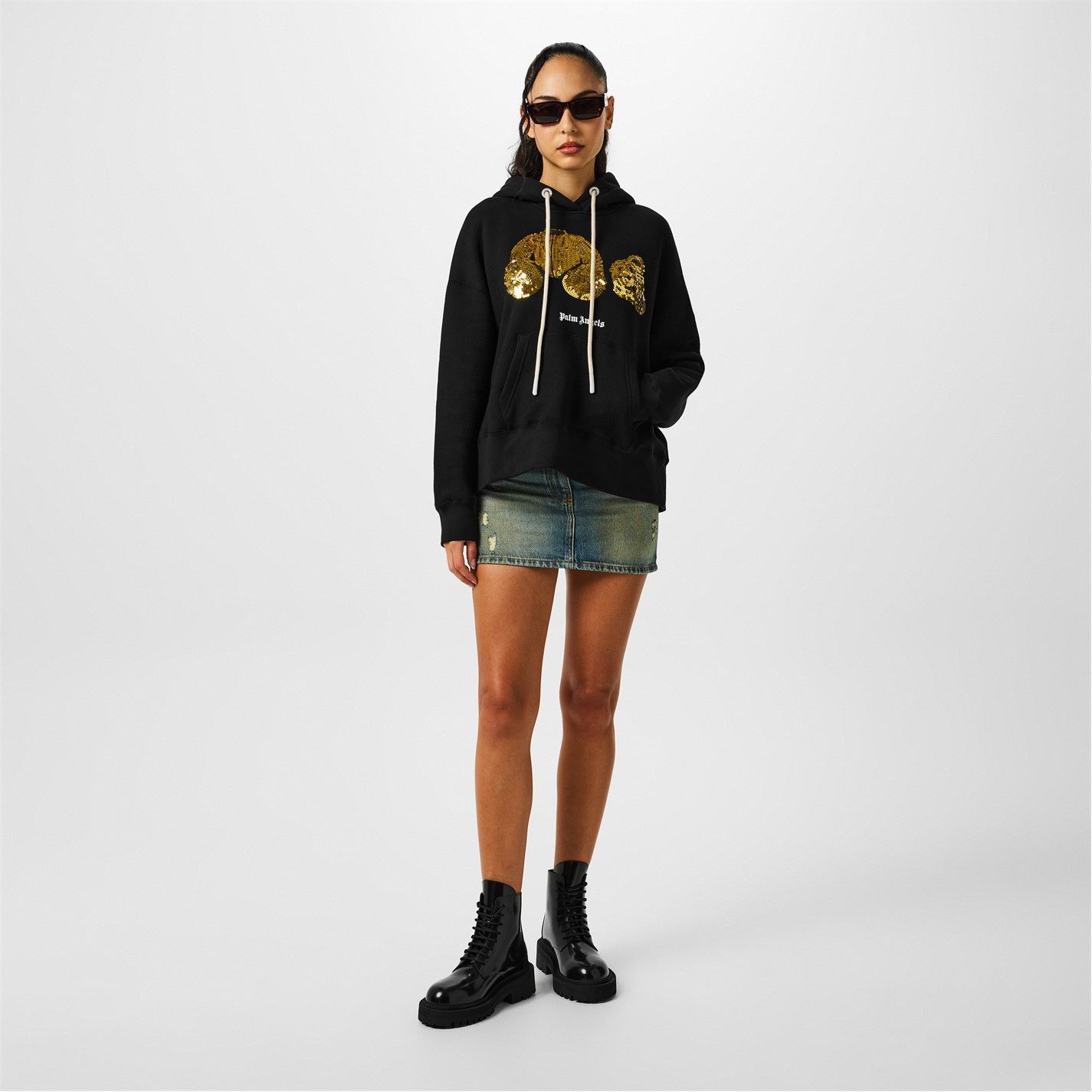 Palm Angels o1g2r1mq0325 Sequin Bear Hoodie in Black & Gold Size M / US 6-8 / IT 42-44 - 6 Thumbnail