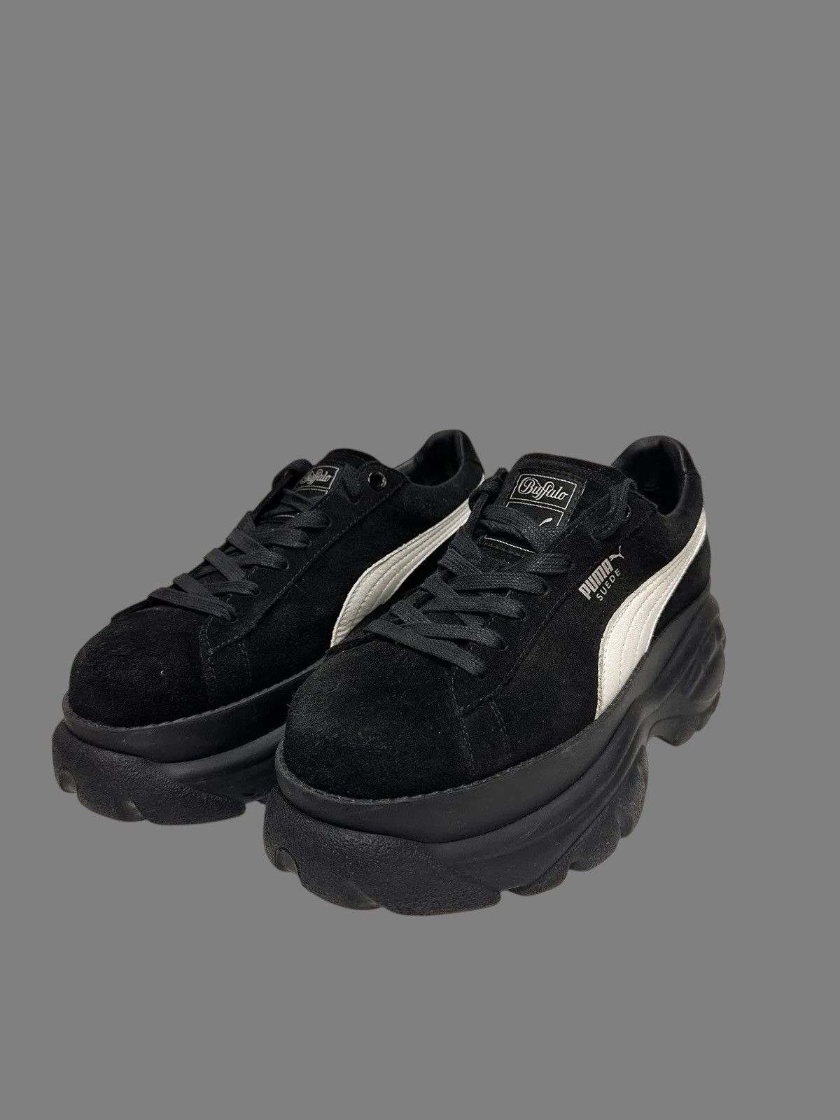 New Rock Rare Buffalo x Puma Black Platform Suede Sneakers Avantgarde Size US 7 / EU 40 - 1 Thumbnail