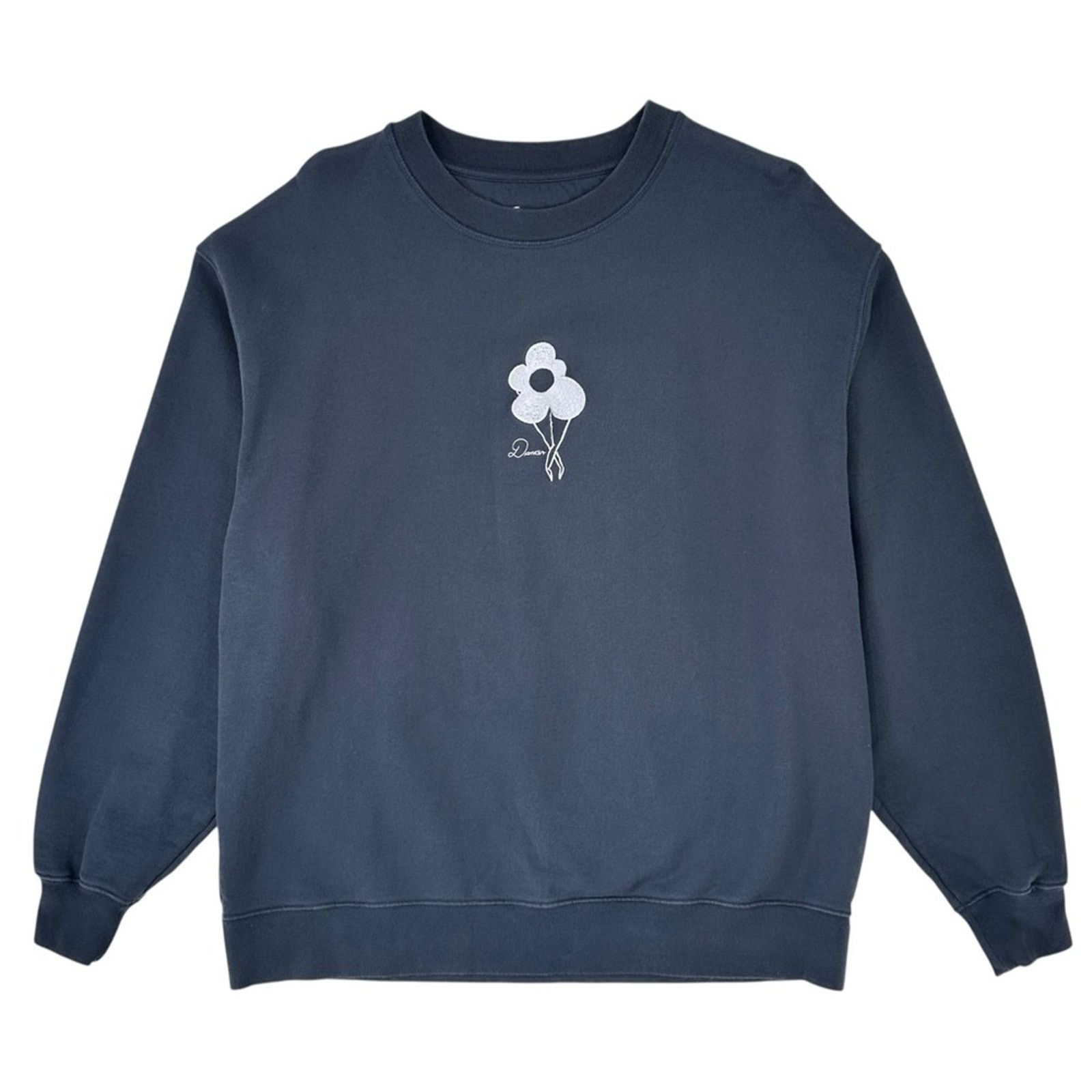 DANCER Flower Logo Crew Sweat in Dark Navy - Embroidered Sweatshirt Size US XL / EU 56 / 4 - 3 Thumbnail