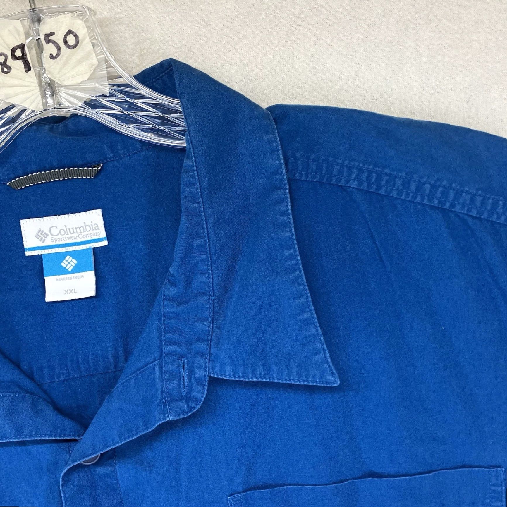 Vintage Columbia Mens 2XL Blue Lightweight Cotton Button-Up Shirt with Pockets - Casual Outdoor Fashion Size US XXL / EU 58 / 5 - 7 Thumbnail