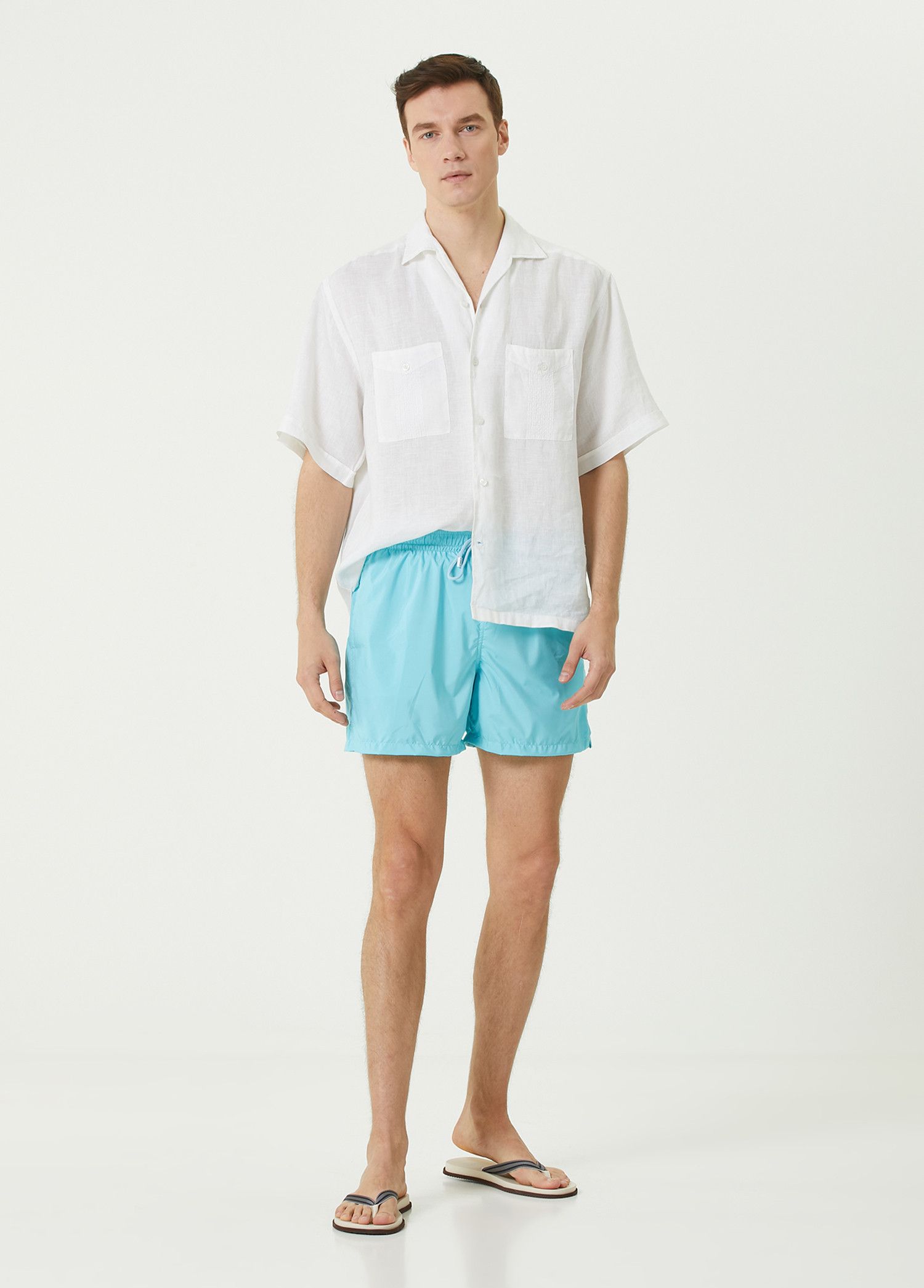 Fedeli FEDELI solid light blue nylon swim shorts Size Small NWT Size US 30 / EU 46 - 3 Thumbnail