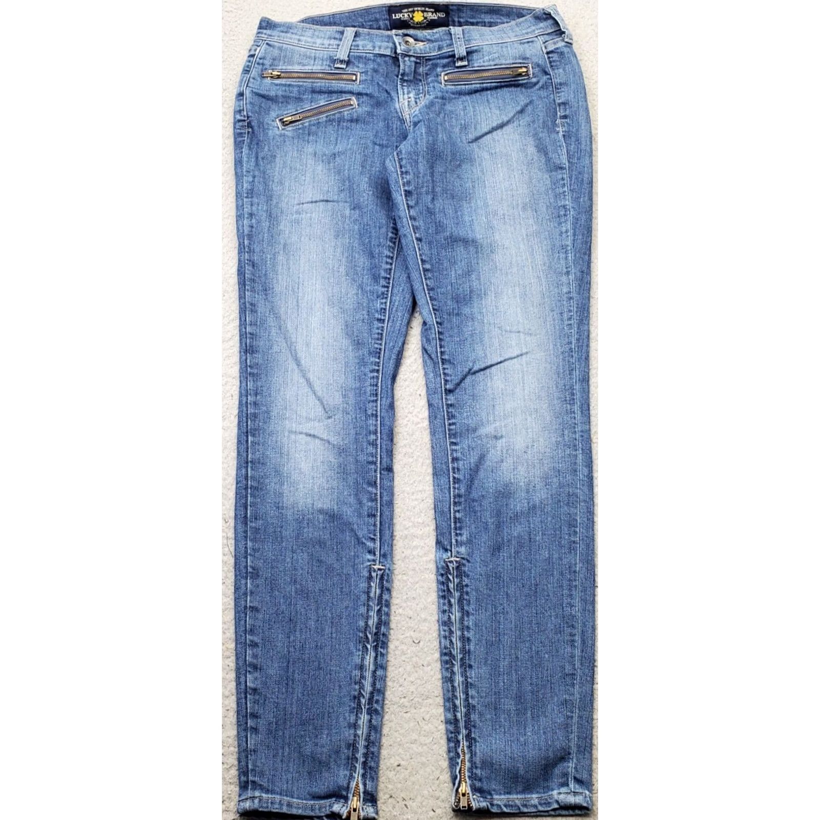 Lucky Brand Lucky Brand Jeans Womens 4 Blue Denim Stretch Ankle Zip Faded 29" Inseam Size 27" / US 4 / IT 40 - 2 Thumbnail