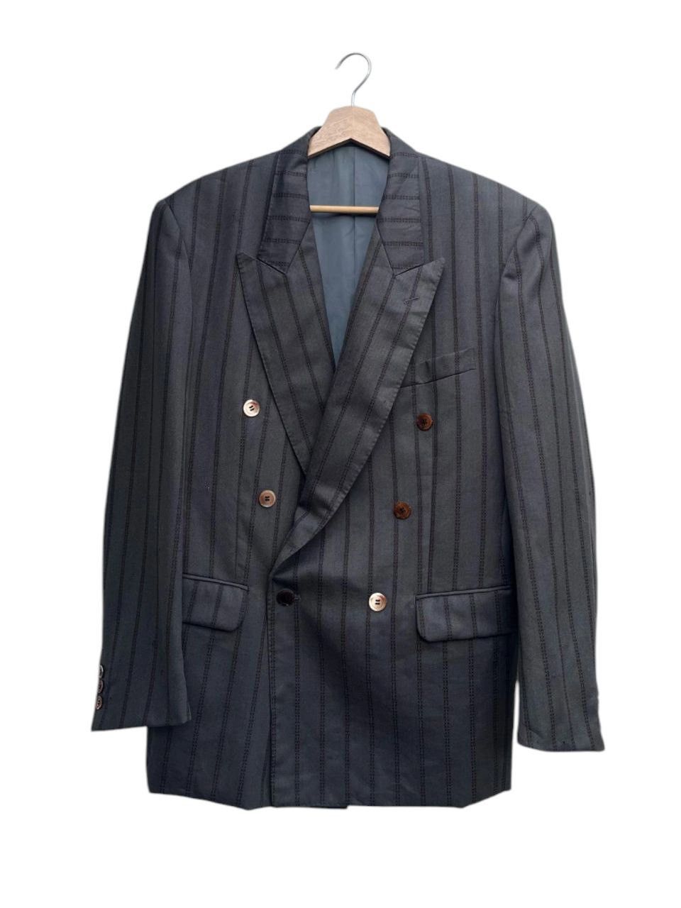 Kenzo Vintage Kenzo Striped Virgin Wool Double Breasted Jacket Size US M / EU 48-50 / 2 - 2 Thumbnail