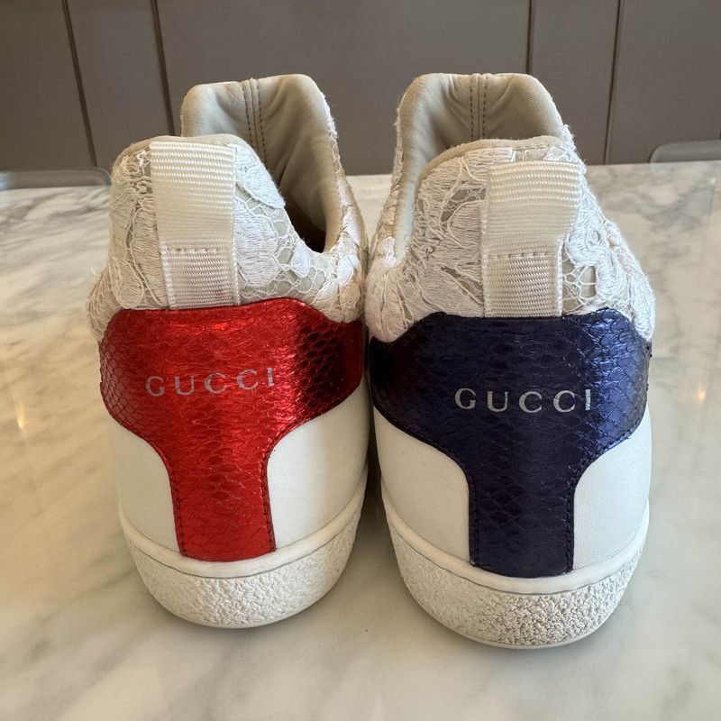 Gucci Gucci Stylish White Sneakers with Lace Detail -2508 Size US 5.5 / EU 38 - 3 Thumbnail