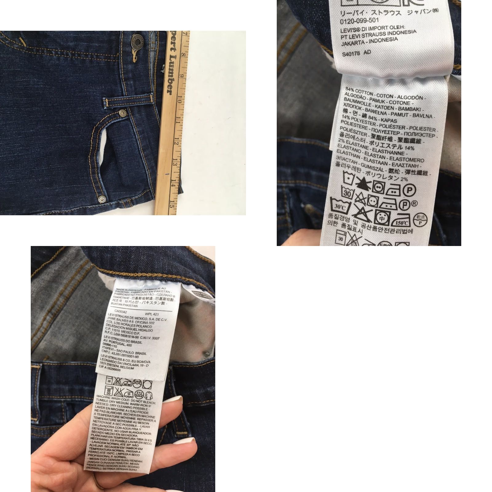 Levi's Levi's 512 Jeans Women Slim Bootcut 29x28 Color Blue Size 29x28 Regular Size 29" - 8 Thumbnail