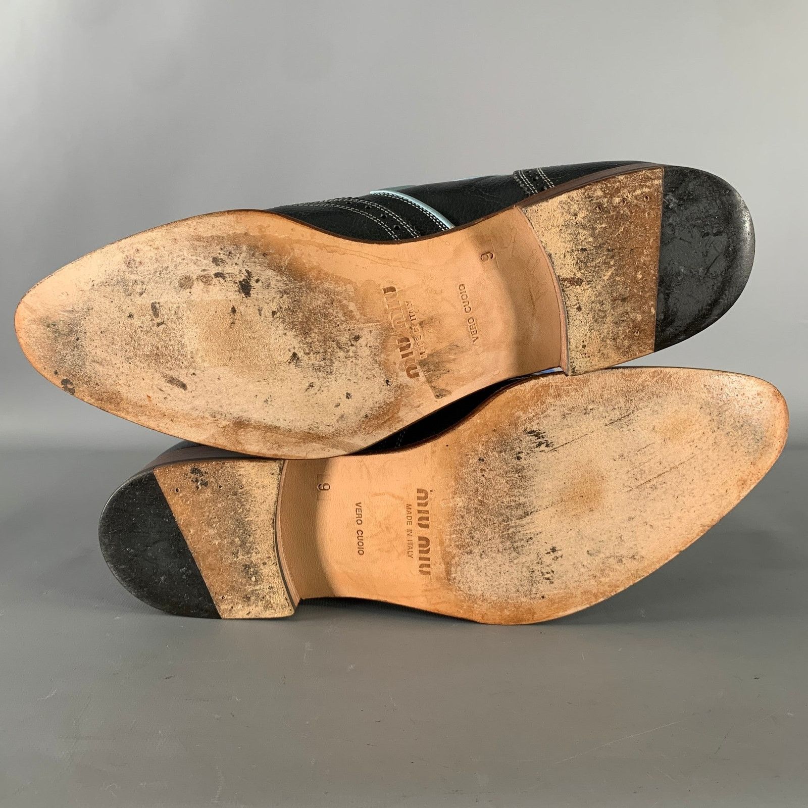 Miu Miu MIU MIU Size 9 Navy Light Blue Leather Spectator Loafers Size US 9 / EU 42 - 6 Thumbnail