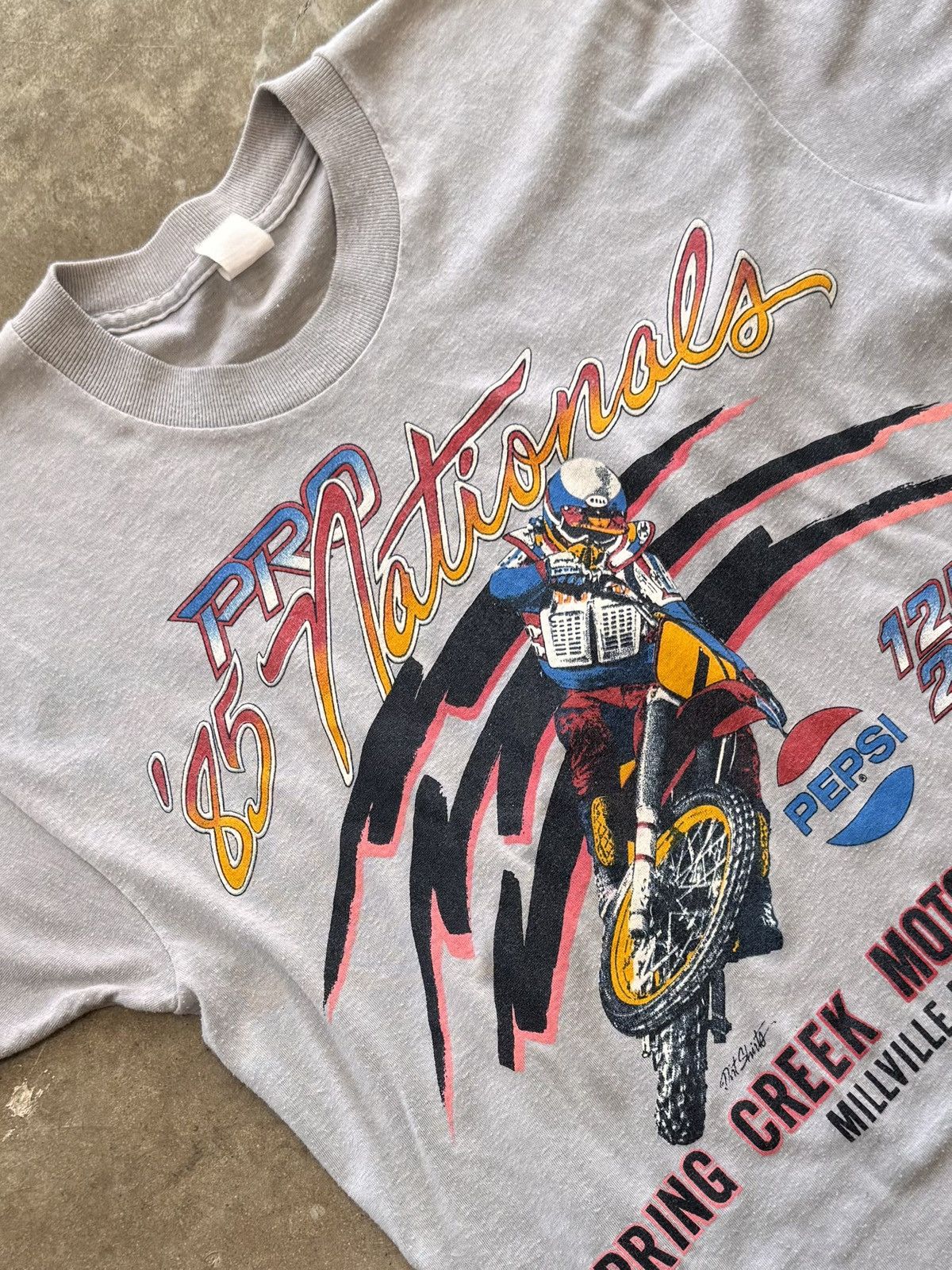 Vintage Vintage 1985 Nationals Pepsi Motorcycle Racing SS Tee Medium Size US M / EU 48-50 / 2 - 1 Thumbnail