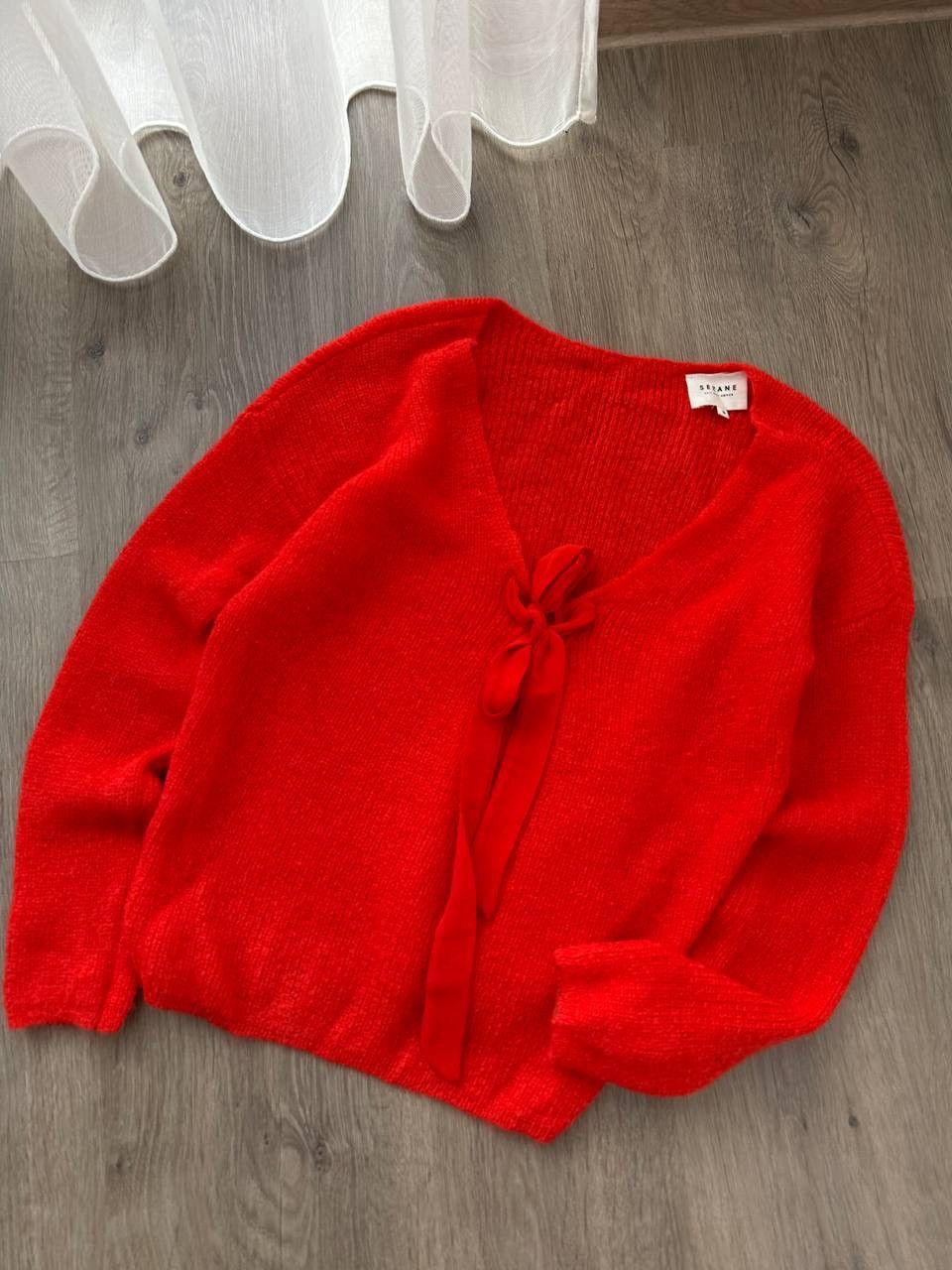 Sezane × Vintage Vintage Sezane Cardigan Gaspard Super Kid Mohair Red Sweater Size S / US 4 / IT 40 - 7 Thumbnail