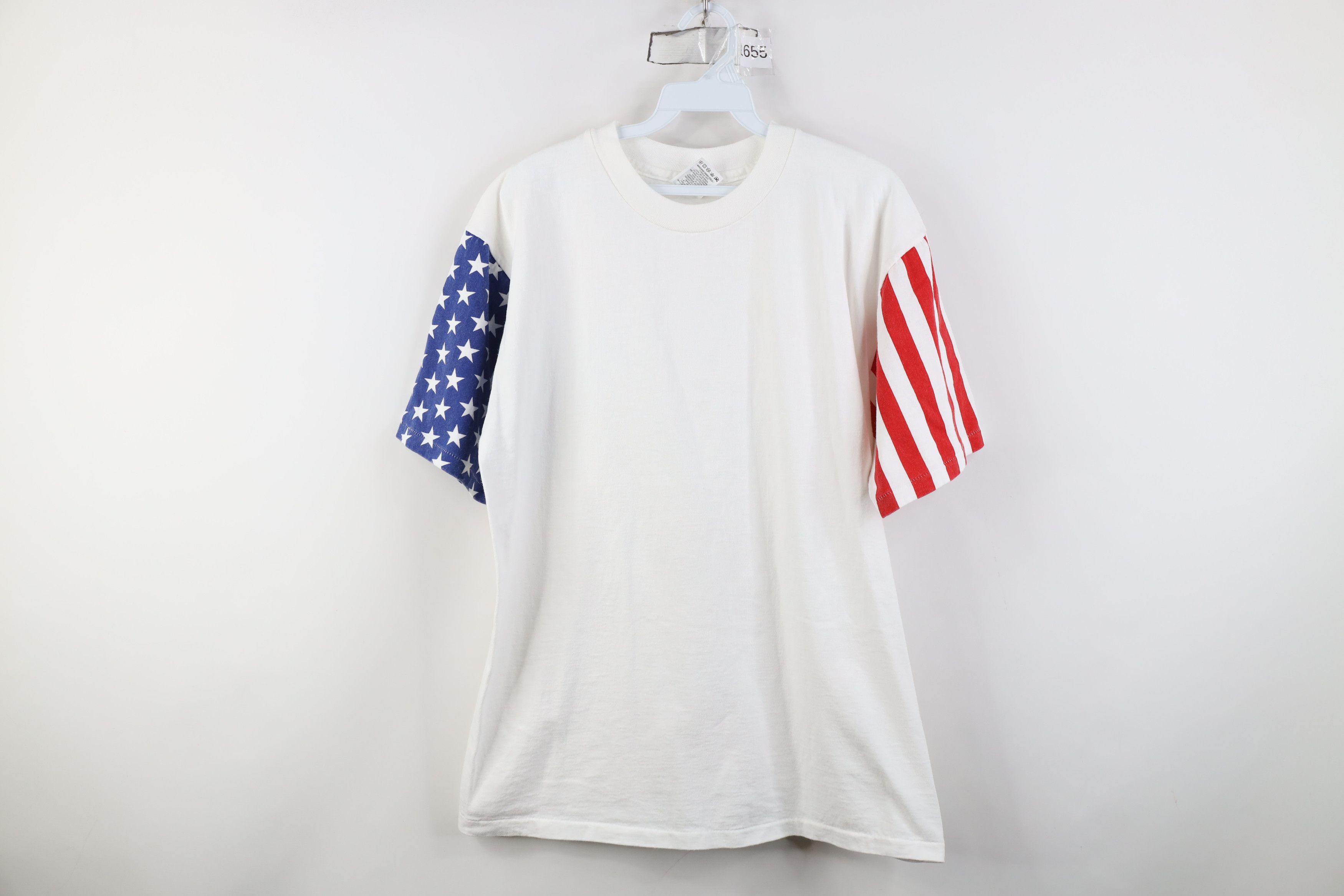 Vintage Vintage 90s Streetwear Flag Short Sleeve T-Shirt White USA Size US L / EU 52-54 / 3 - 1 Thumbnail