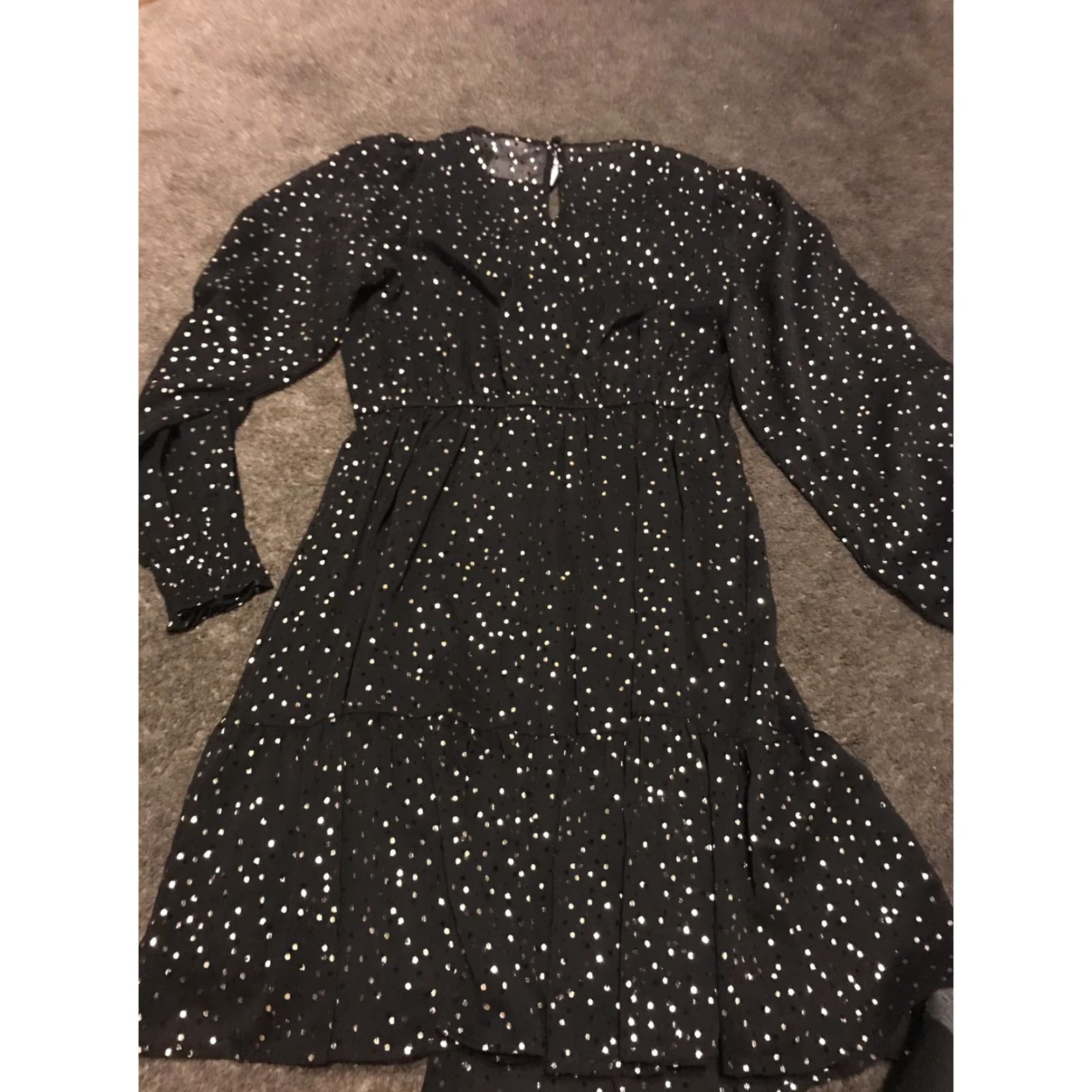 Vintage Lauren Conrad NWT Dress Ruffle Black Dot Print XS Women Size XS / US 0-2 / IT 36-38 - 4 Thumbnail