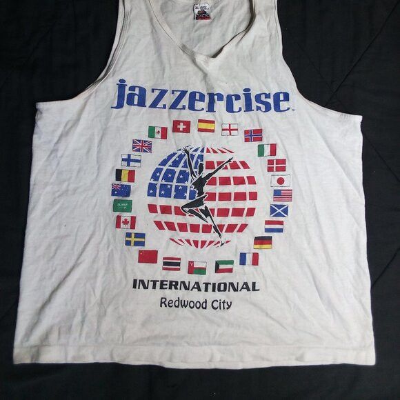 Fruit Of The Loom Vintage Jazzercize International Redwood City Tank Top Size US XL / EU 56 / 4 - 3 Thumbnail