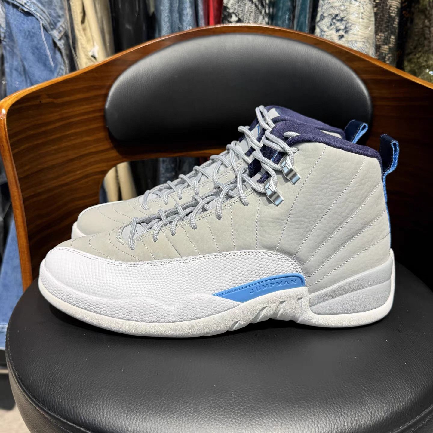 Jordan Brand Air Jordan 12 Wolf Grey White Blue Grey K15 Size US 10 / EU 43 - 6 Thumbnail
