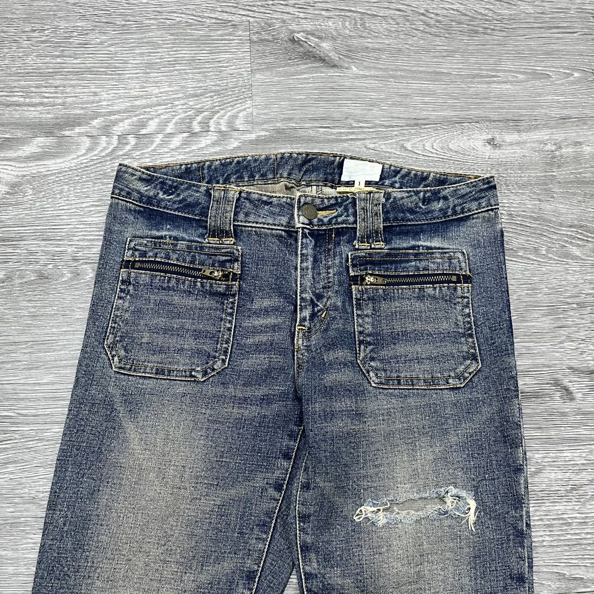 Japanese Brand 2000's Takeo Kikuchi Flared Distressed Jeans Size US 28 / EU 44 - 2 Thumbnail