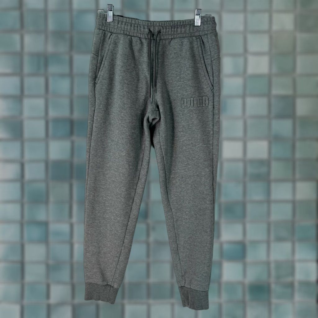 Puma Puma Mens Jogger Pants Gray Size S Elastic Waist Drawstring Flat Front Pockets Adult Men Regular Inseam 30 in Size US 28 / EU 44 - 1 Thumbnail