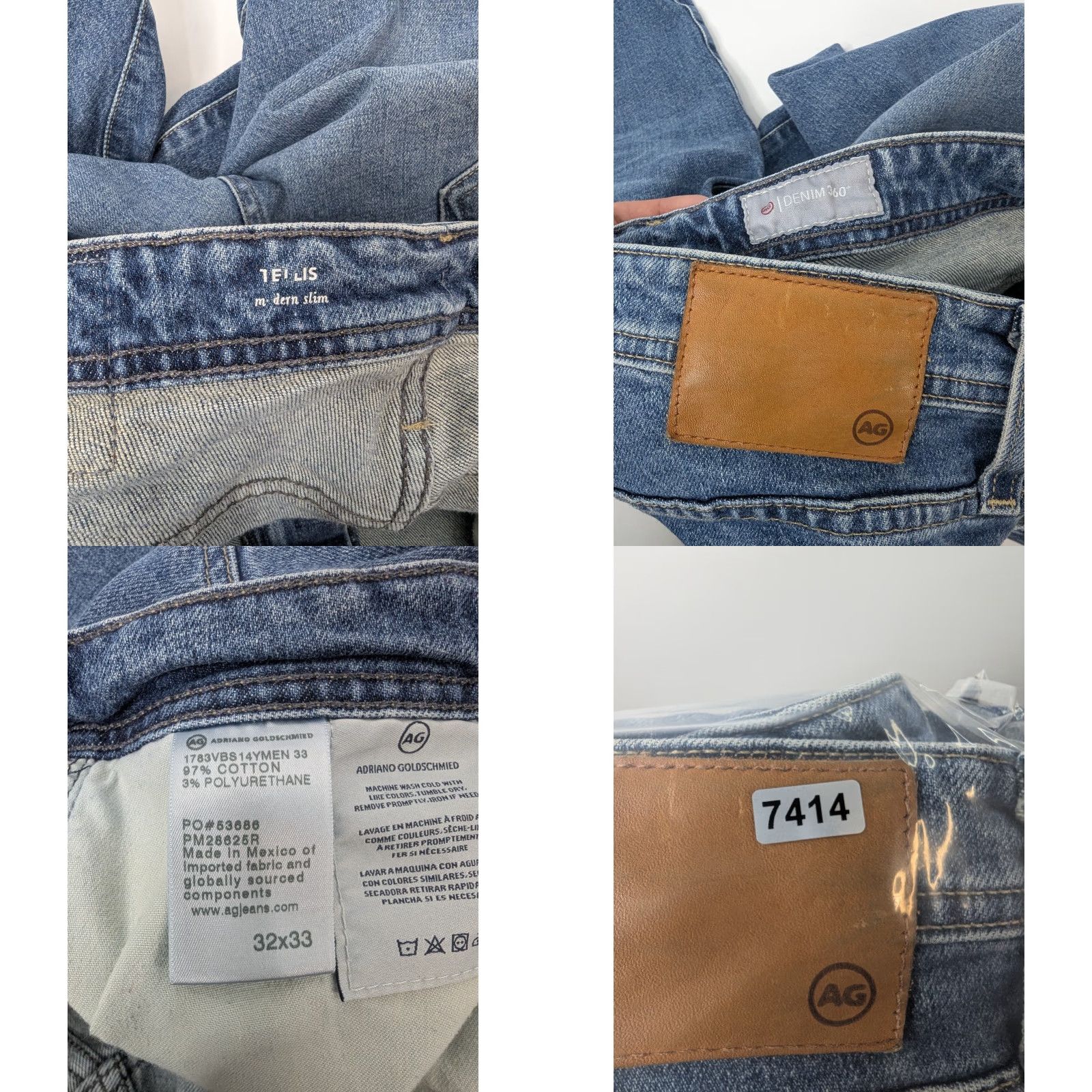 Vintage AG Adriano Goldschmied Jeans Mens 32x33 The Tellis Modern Slim Denim 360 Stretch Size US 32 / EU 48 - 9 Thumbnail