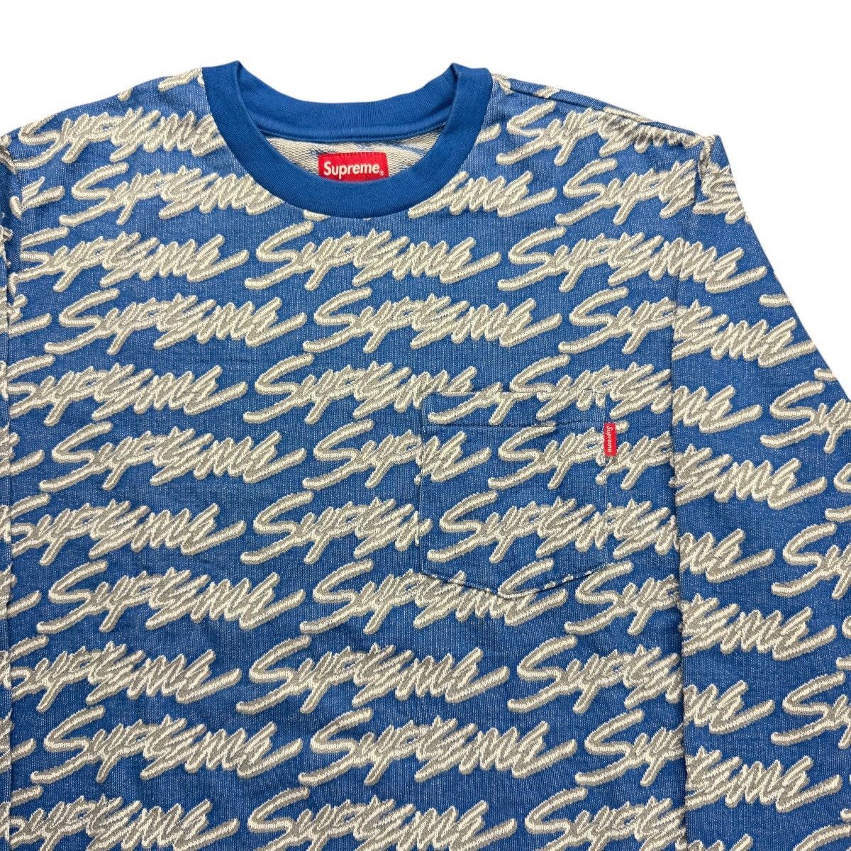 Supreme Supreme Signature Script Logo Long Sleeve Pocket Tee Royal Size US M / EU 48-50 / 2 - 3 Thumbnail