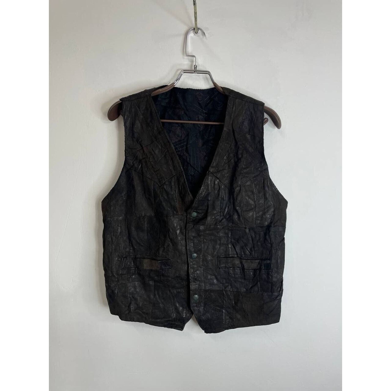 Vintage Vintage Patchwork Black Leather Vest Classic Western Size M Size US M / EU 48-50 / 2 - 1 Thumbnail