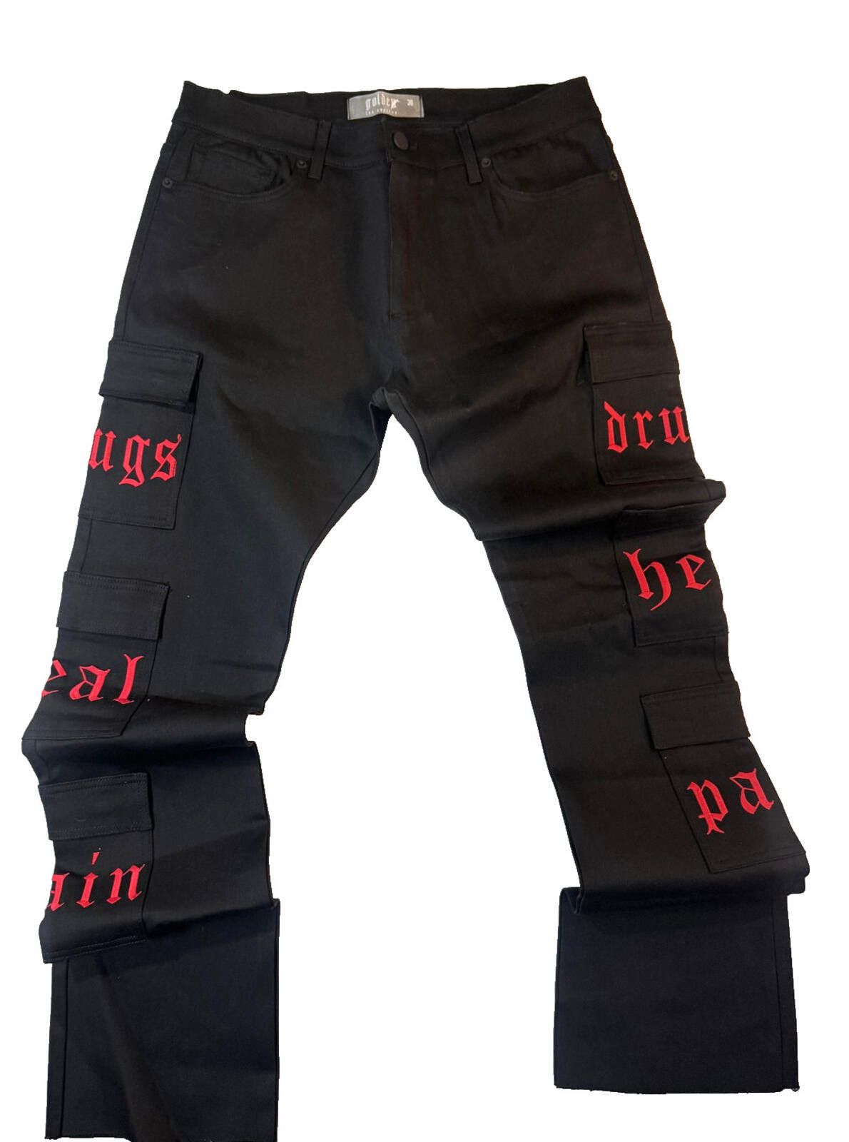 Golden Goose Golden Cargo Jeans Mens 38 Gothic Dr$gs Heal Pain Streetwear Size US L / EU 52-54 / 3 - 3 Thumbnail