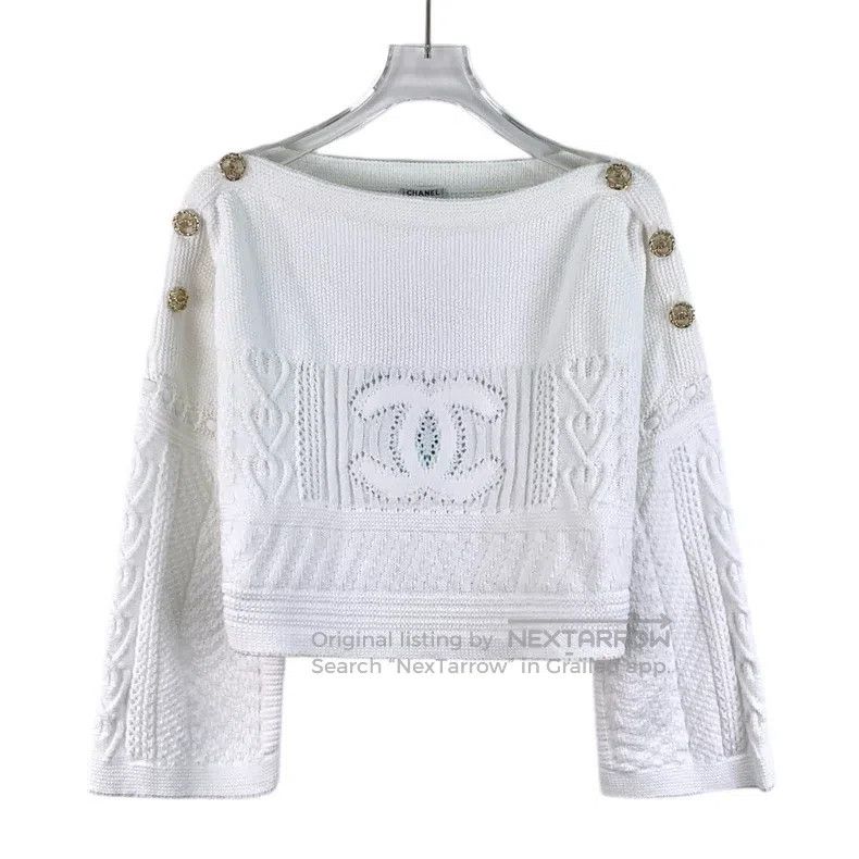 Chanel Chanel White logo embroidered cotton A-line long-sleeved k Size XS / US 0-2 / IT 36-38 - 1 Thumbnail