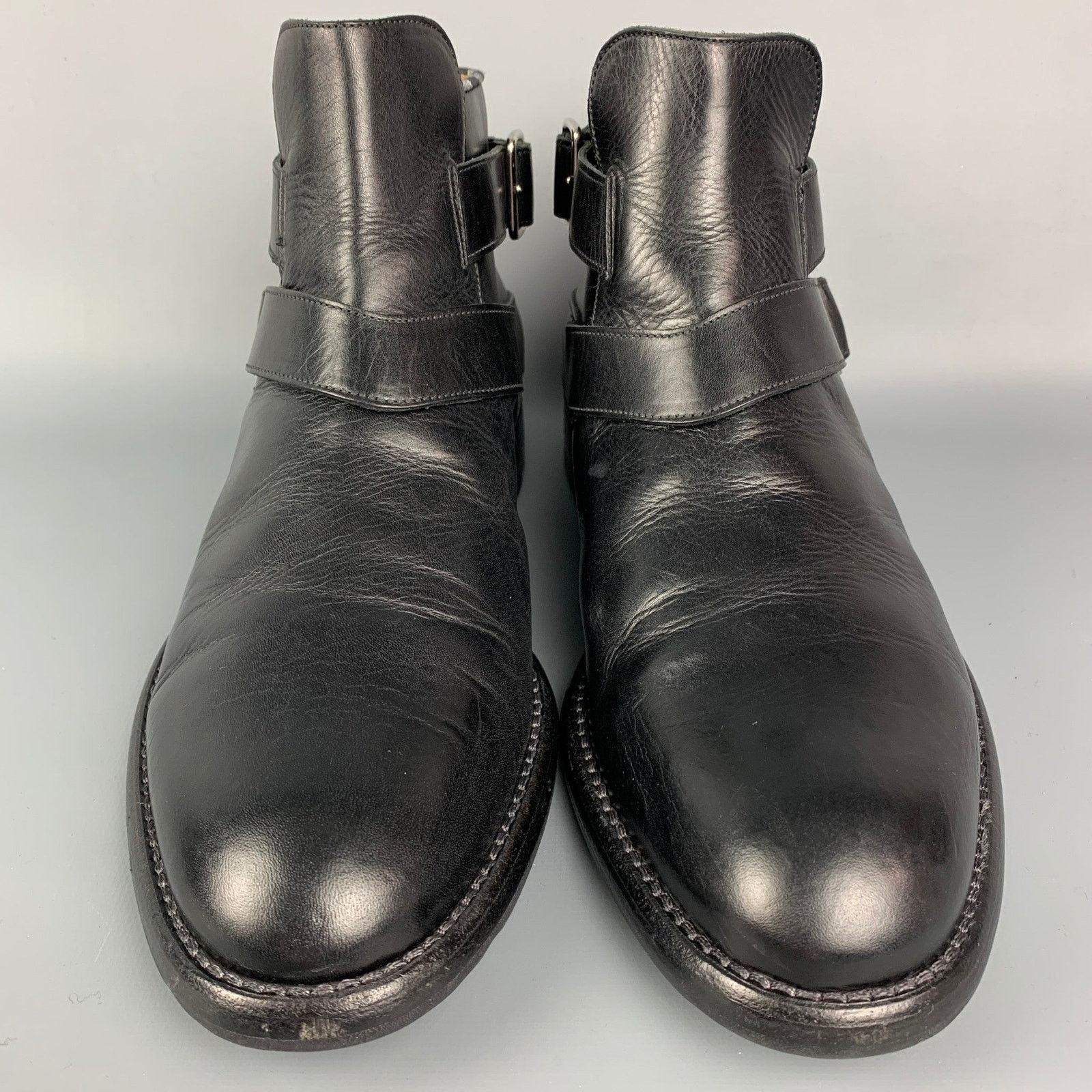 Other JUSTIN DEAKIN Size 7 Black Leather Double Buckle Ankle Boots Size US 7 / EU 40 - 4 Thumbnail