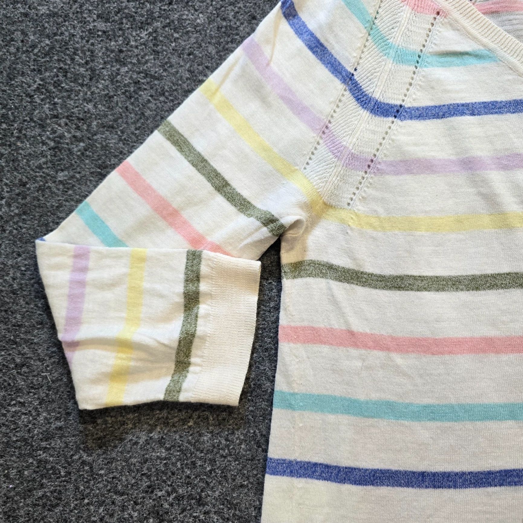 Talbots Talbots Sweater Women Size S White Pink Stripe Rainbow Casual Capsule Career Size S / US 4 / IT 40 - 4 Thumbnail