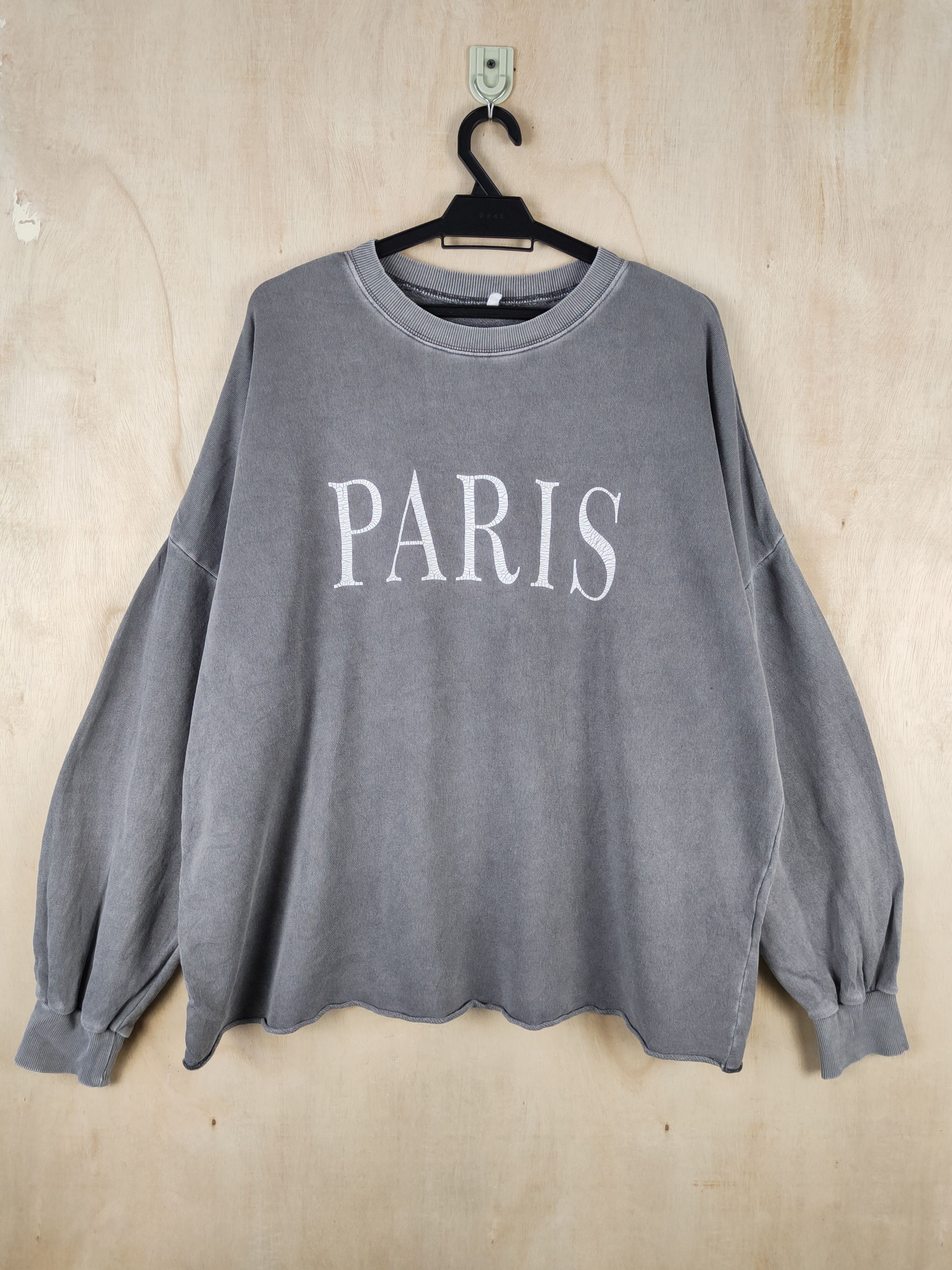 image of Vintage Paris Dark Gray Faded Sweatshirts S2563, Men's (Size Large)