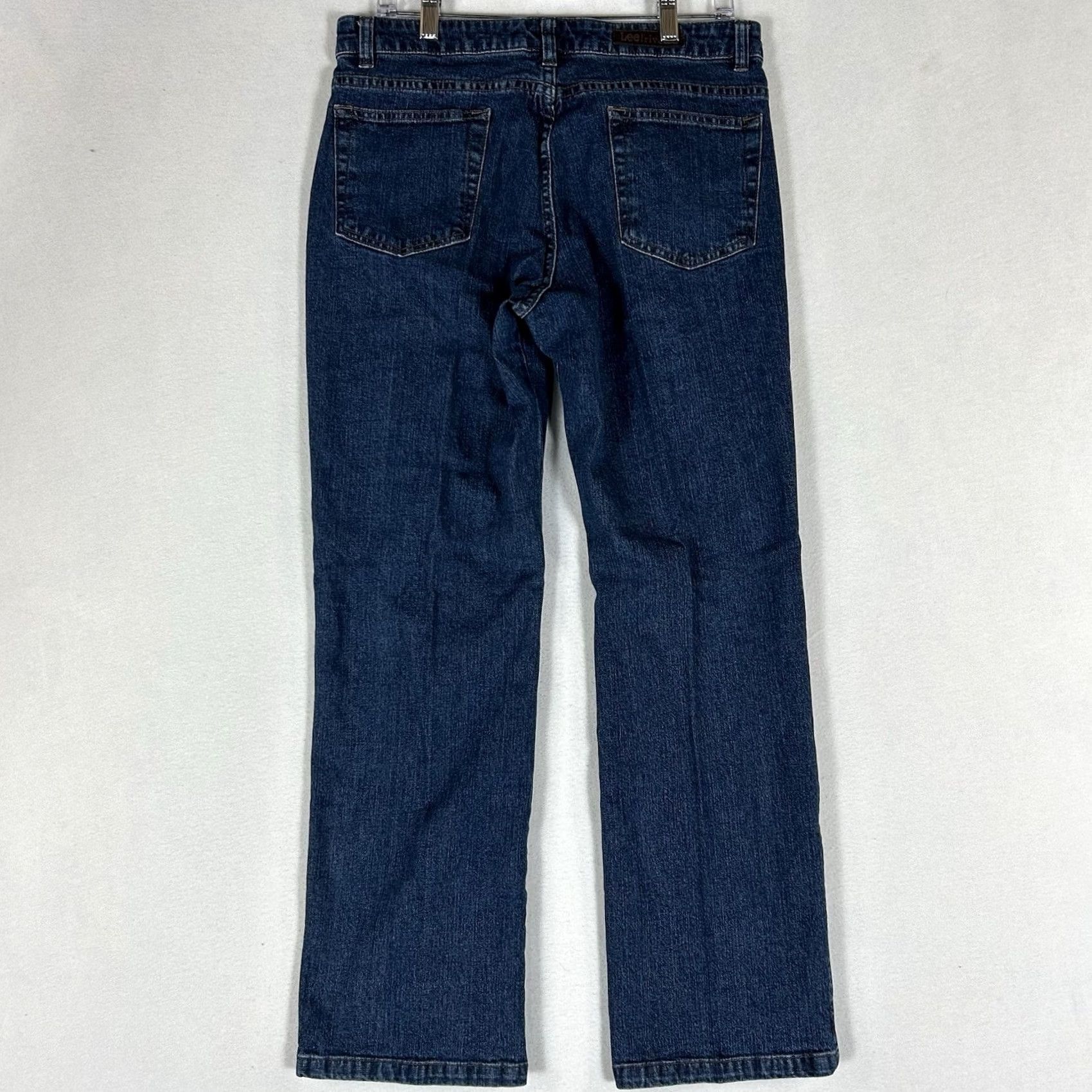 Lee Lee Riveted Ultimate 5 Pocket Straight Leg Jeans Womens 12S Short High Rise Blue Denim Size 34" / US 12 / IT 48 - 7 Thumbnail