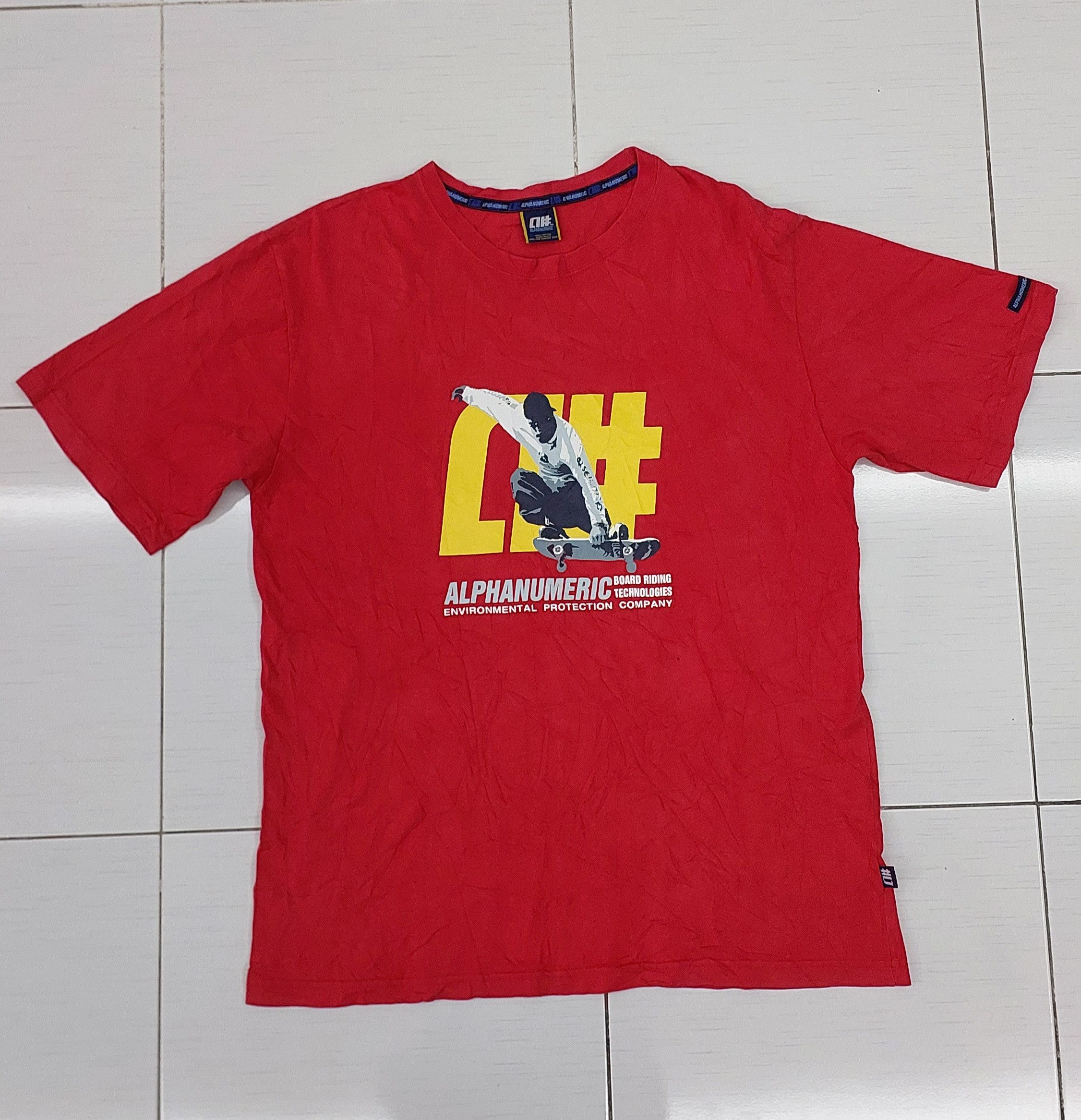 Alphanumeric × Vintage ALPHANUMERIC SKATEBOARD SKATE LOGO RED T-SHIRT Size US L / EU 52-54 / 3 - 8 Thumbnail