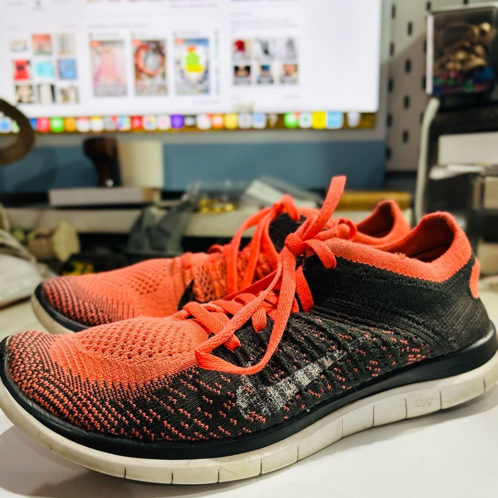 Nike NIKE Free 4.0 Flyknit Bright Mango Running Sneakers Sz 7.5 Size US 7.5 / IT 37.5 - 3 Thumbnail