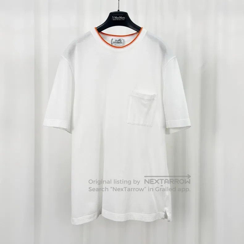 Hermes Hermes Orange Trim Embroidered Letter Short Sleeve Size US L / EU 52-54 / 3 - 1 Thumbnail