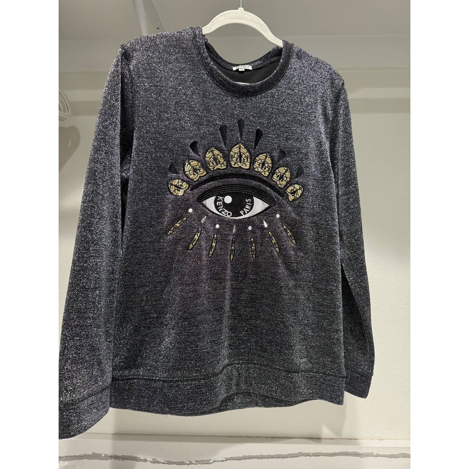 image of Kenzo Silver Eye Sweatshirt Crewneck Glitter 2013 XL in Black, Women's