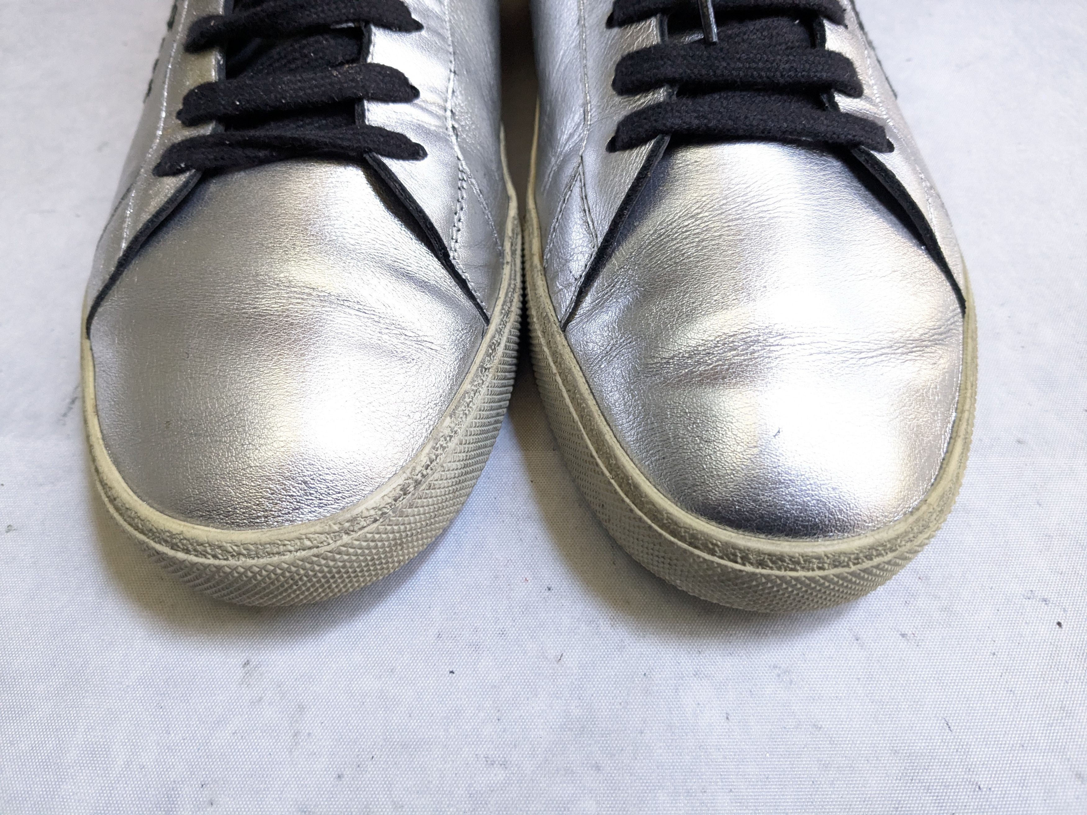 Saint Laurent Paris Saint Laurent Sneakers Silver 12 45 Low Tops Leather Court Size US 12 / EU 45 - 4 Thumbnail