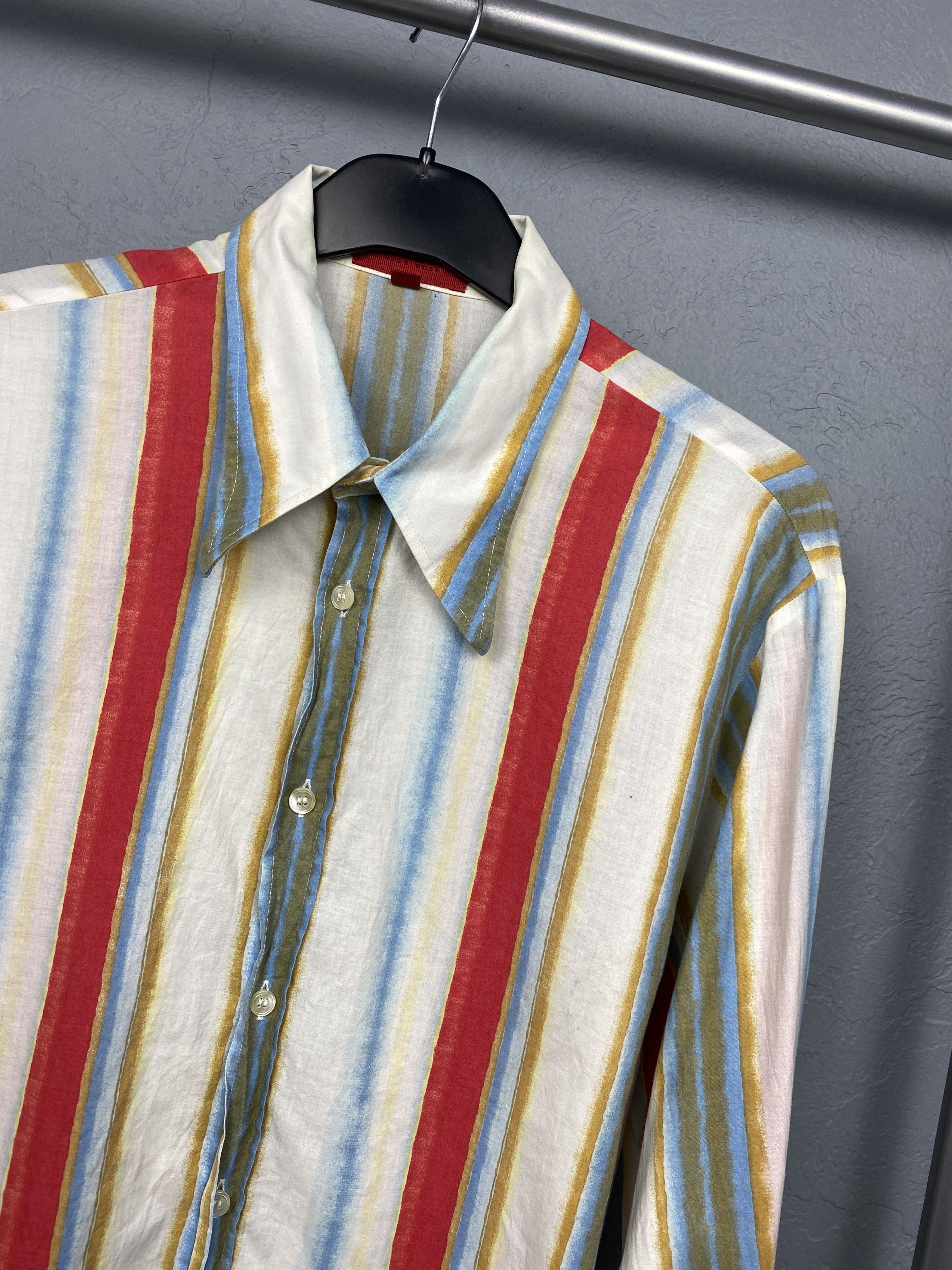 Hugo Boss Hugo Boss Vintage Mens Striped Long Sleeve Shirt Size US L / EU 52-54 / 3 - 2 Thumbnail