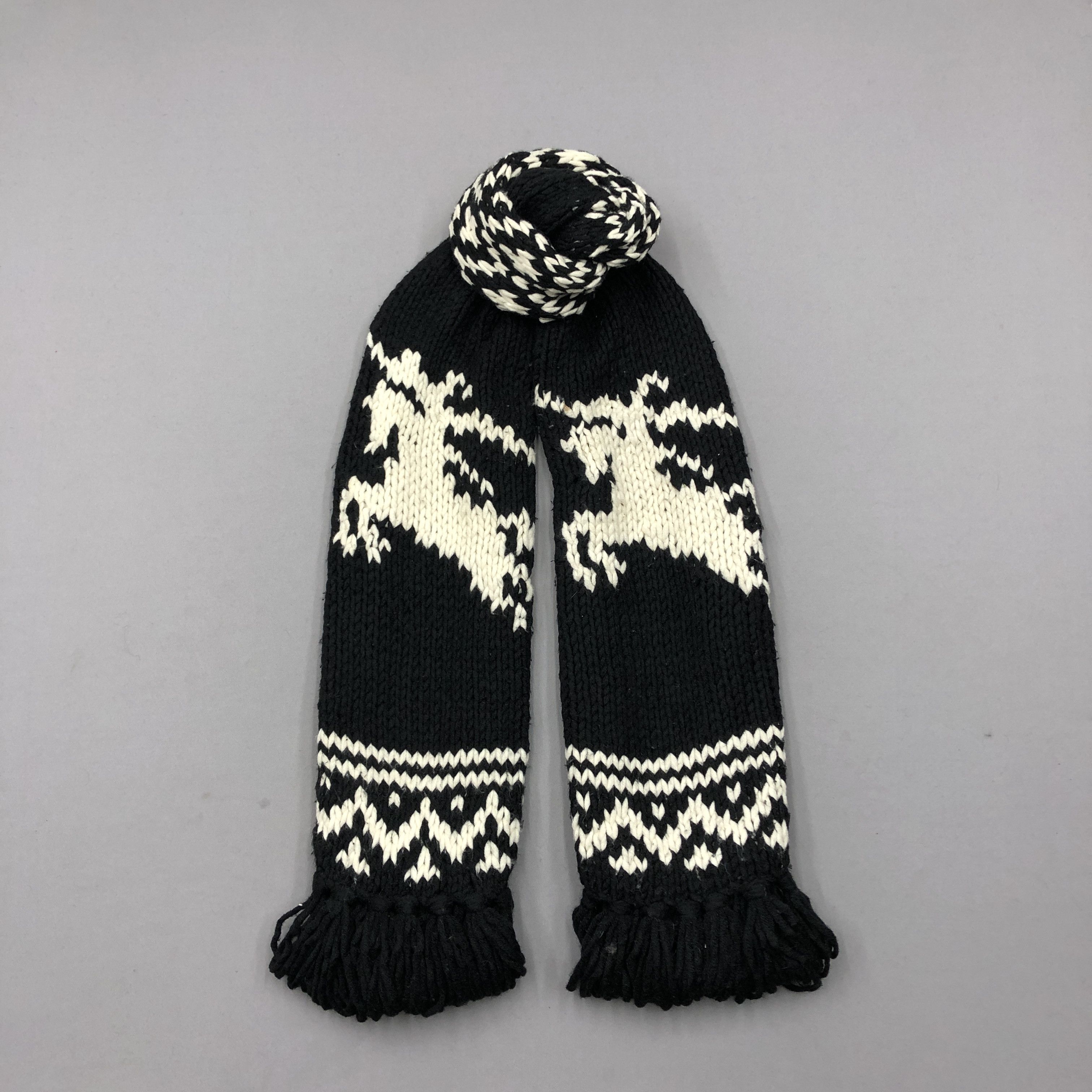 Burberry × Vintage Vintage Burberry Scarf Ribbed Knit Fringe Wool Scarves Size ONE SIZE - 1 Thumbnail