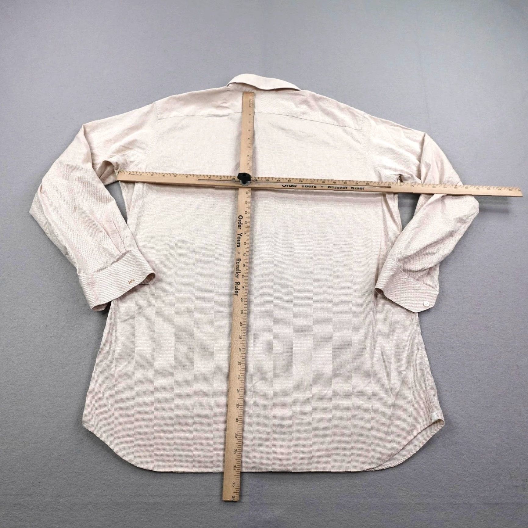 Vintage Oxxford Clothes Dress Shirt Mens XL Beige Micro Checkered Classic Button Down Size US XL / EU 56 / 4 - 5 Thumbnail