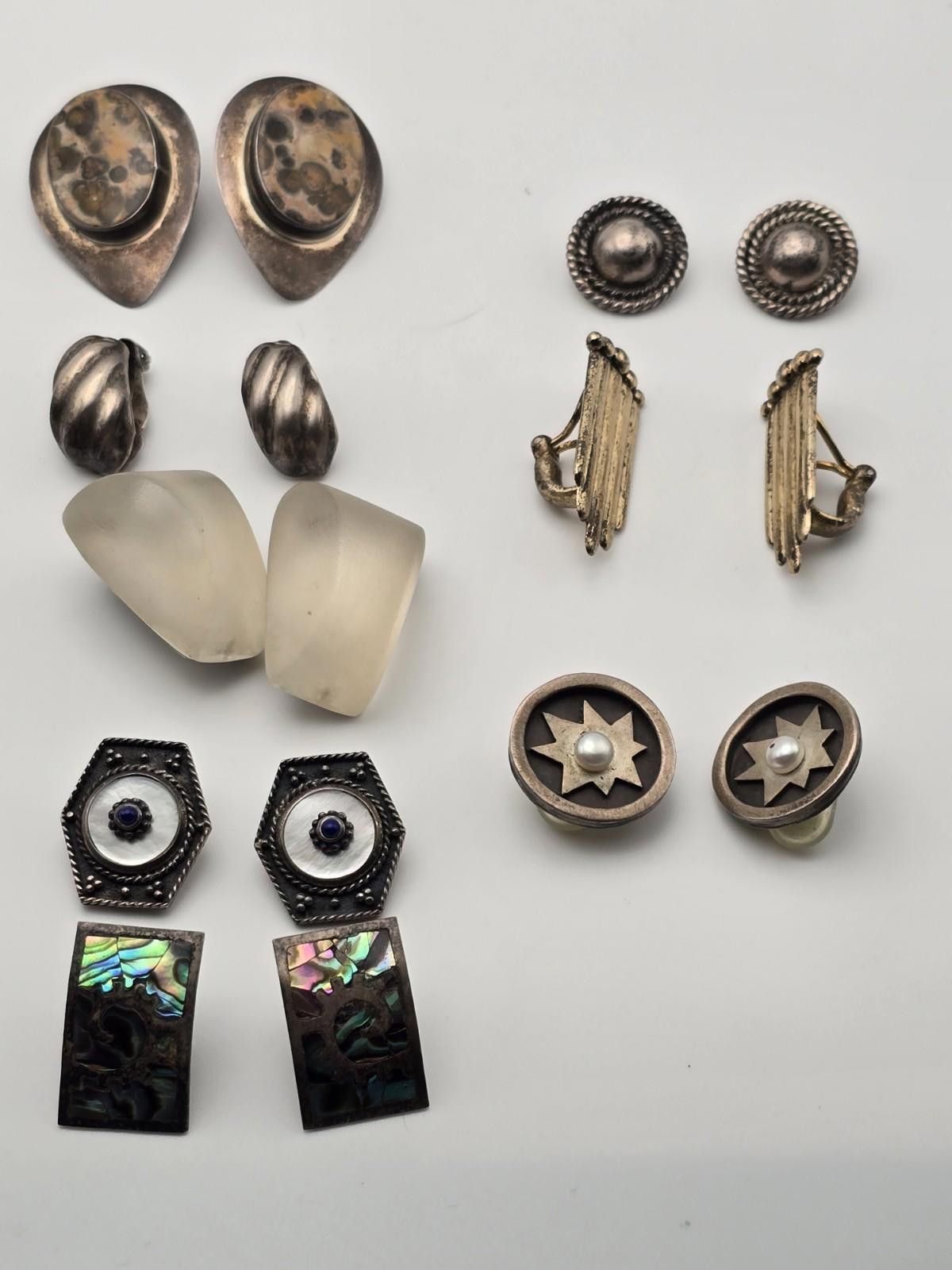 Other 8 Pairs Vintage Artisan & Signed Sterling Silver Earrings Size ONE SIZE - 1 Thumbnail