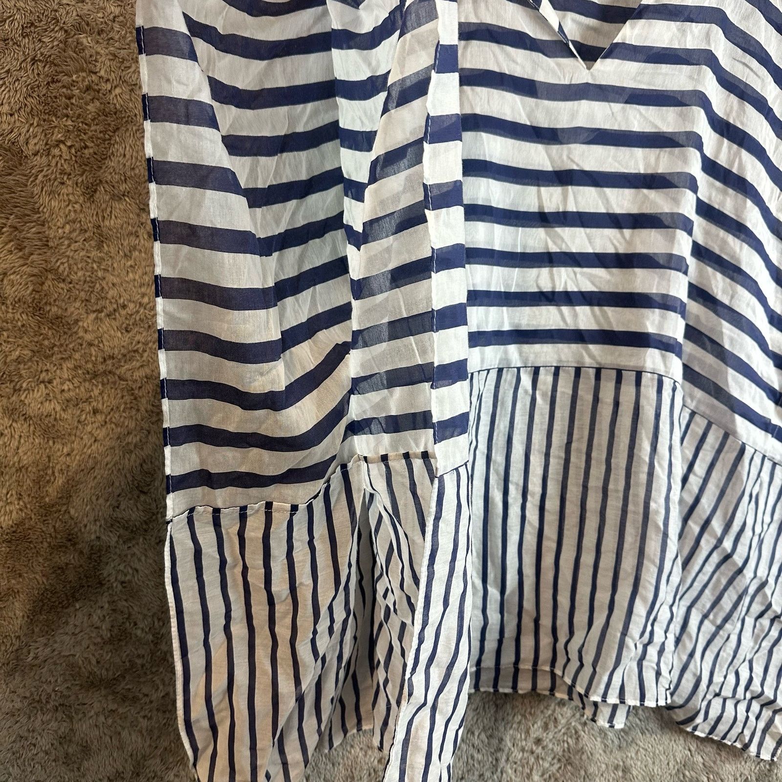 Other Talbots Silk Navy Blue White Kaftan Poncho Tunic Top S Size S / US 4 / IT 40 - 3 Thumbnail