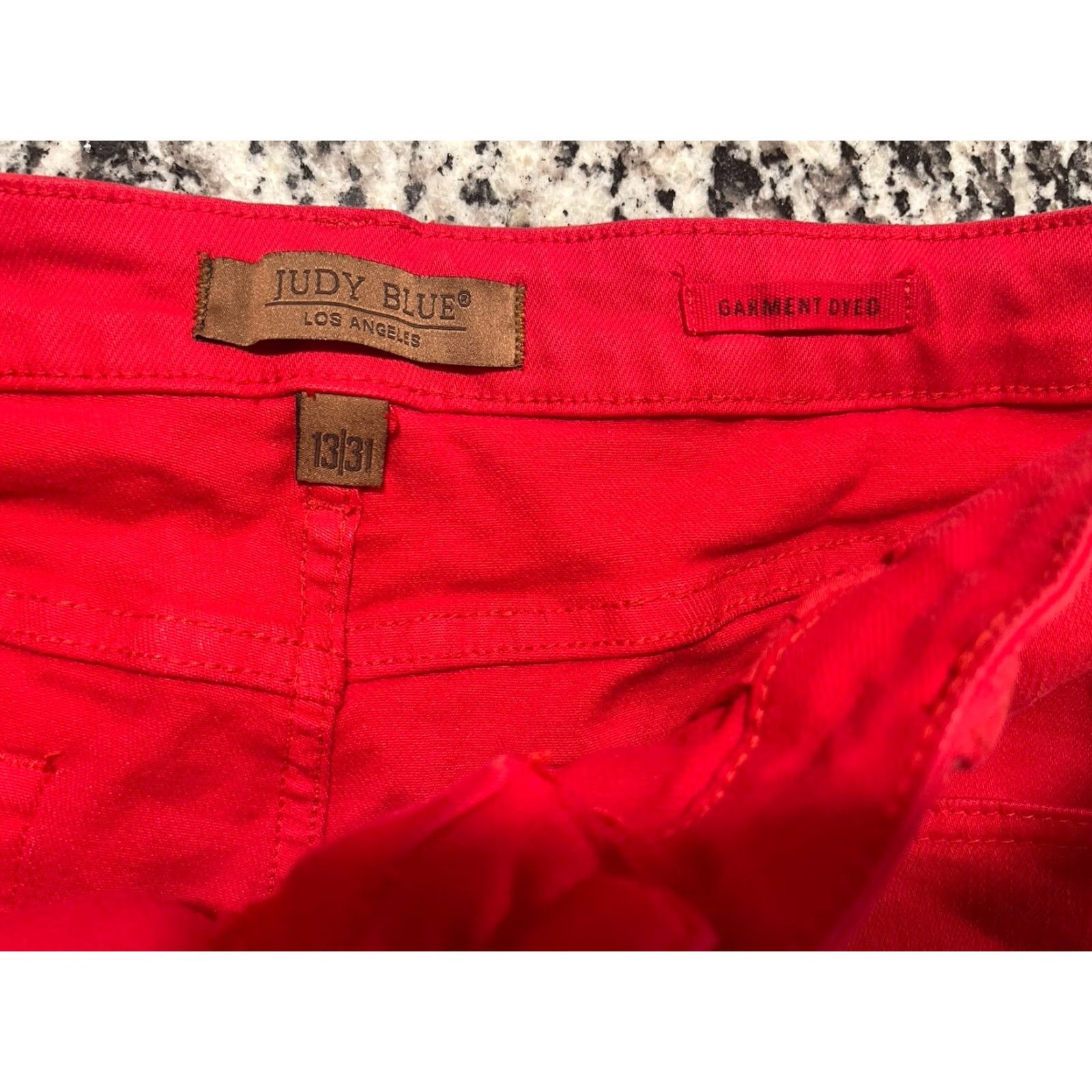 Vintage Judy Blue Garment Dyed Denim Jeans Red 90s Straight Womens Sz 13/31 High Waist 32 in Inseam 31 in Zip Button 5-Pocket Size 24" / US 00 / IT 34 - 4 Thumbnail