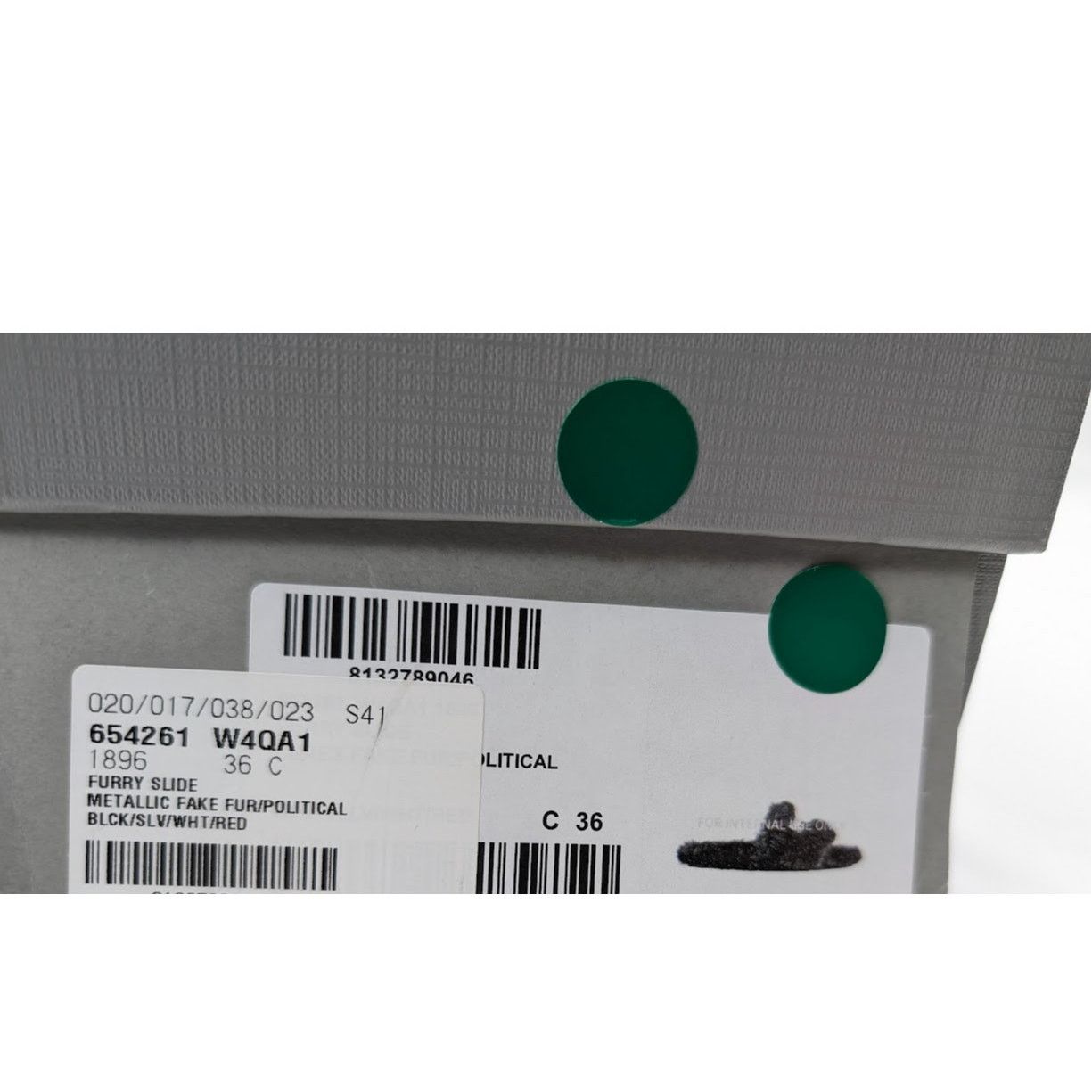Balenciaga o1rshd1 Furry Slide Metallic in Black/Silver/White/Red Size US 6 / IT 36 - 21 Thumbnail