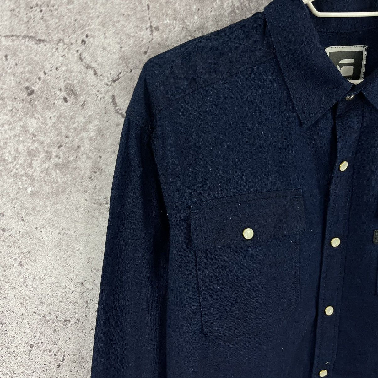 G-Star G-Star Raw Shirt Long Sleeve Button Snaps Navy Size L Size US L / EU 52-54 / 3 - 3 Thumbnail